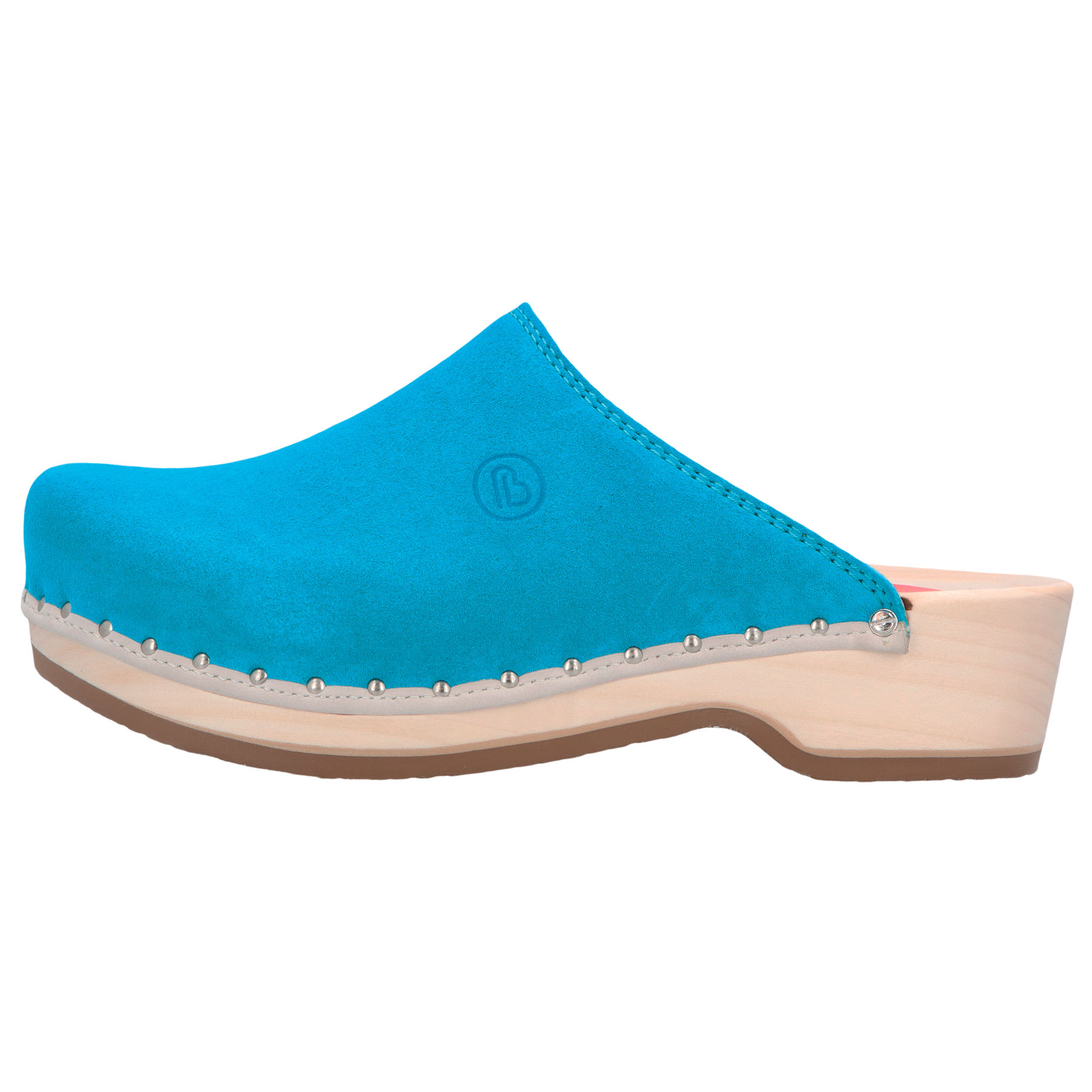 blaue holzschuhe seitenansicht links