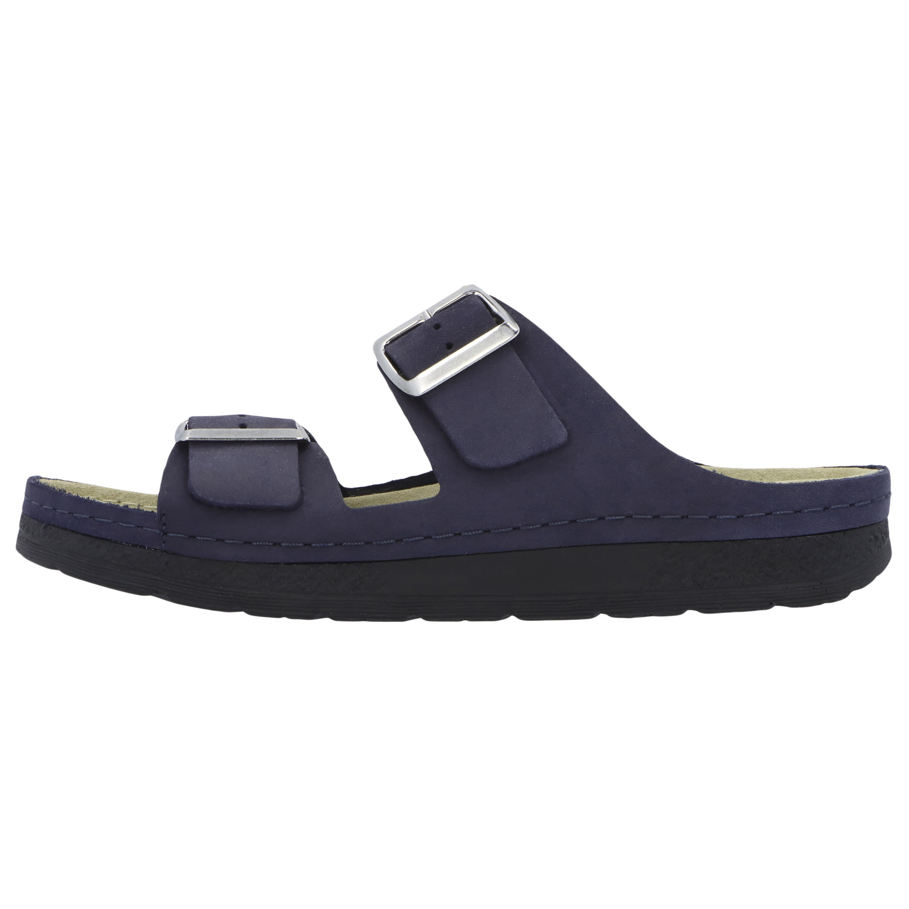 blaue pantolette seitenansicht links