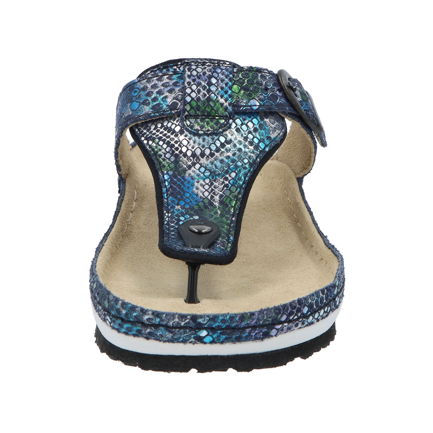 blaue pantolette hinteransicht