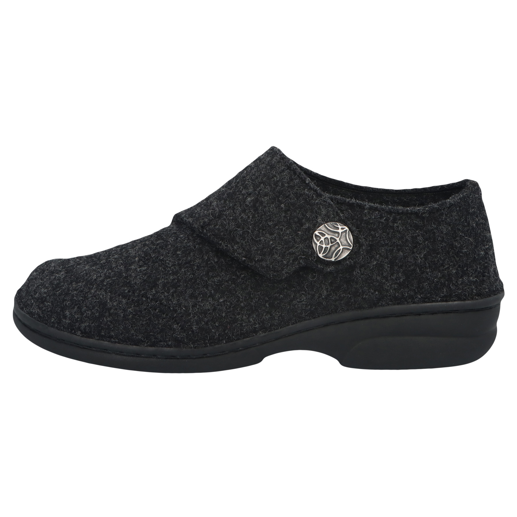 graue hausschuhe seitenansicht links