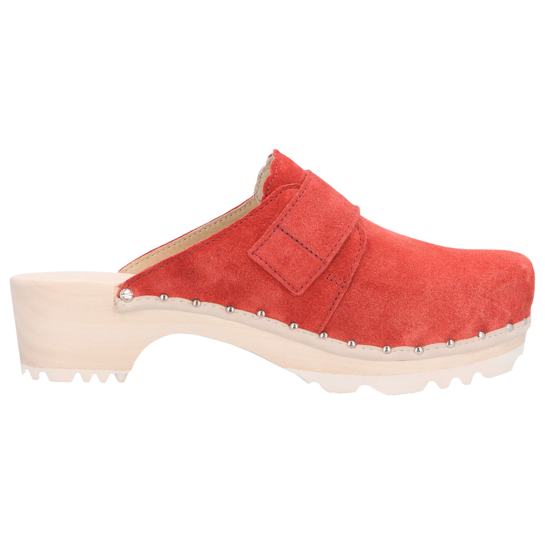 rote holzschuhe seitenansicht rechts