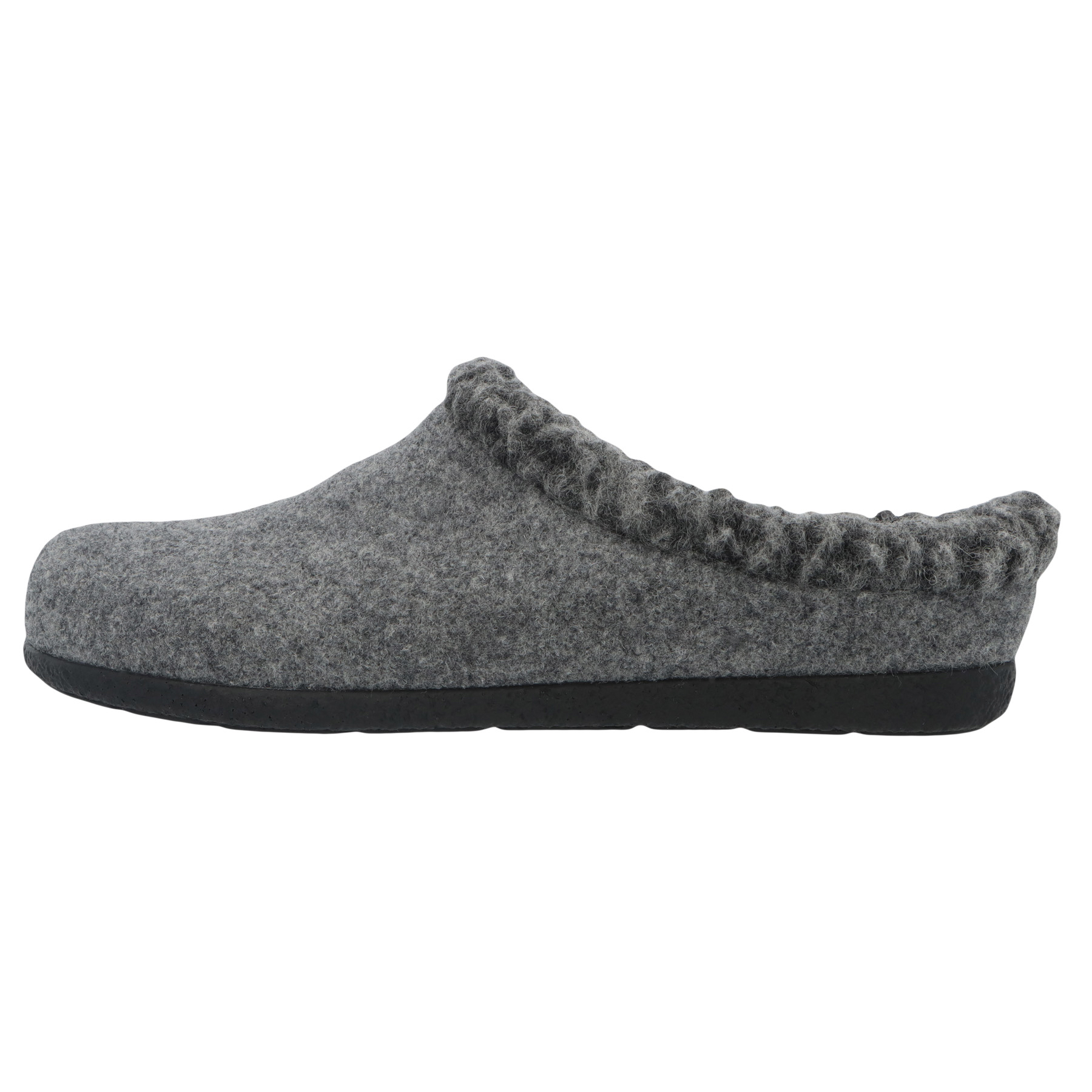 graue hausschuhe seitenansicht links