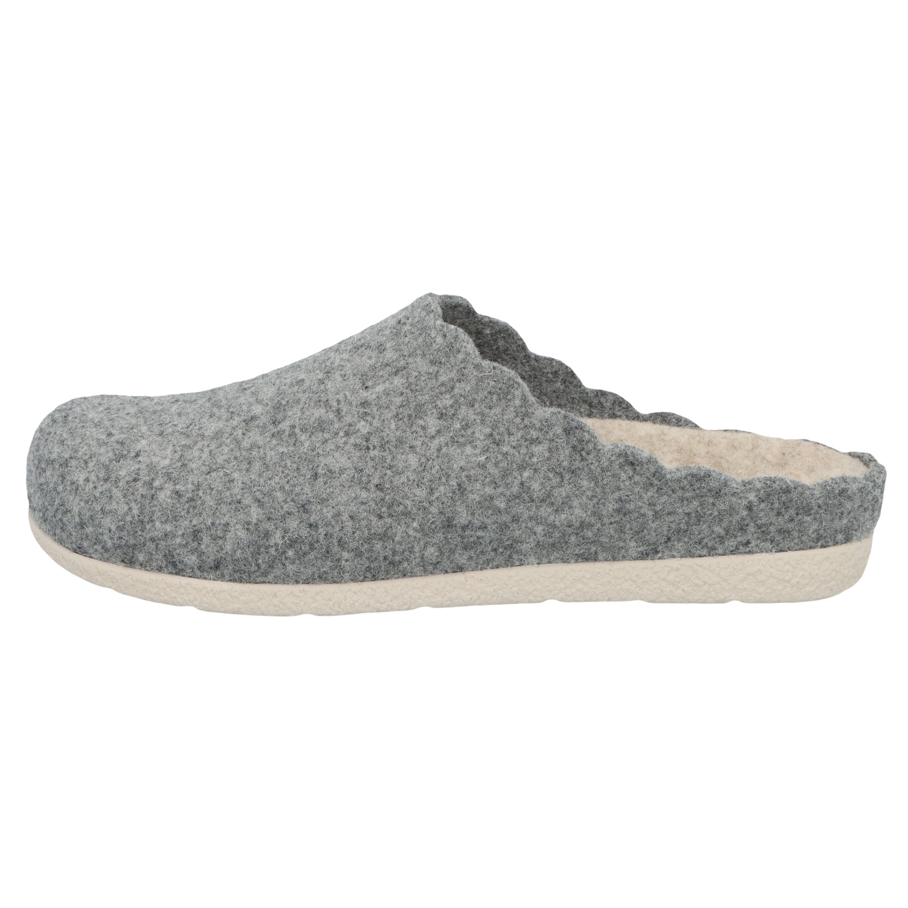 graue hausschuhe seitenansicht links