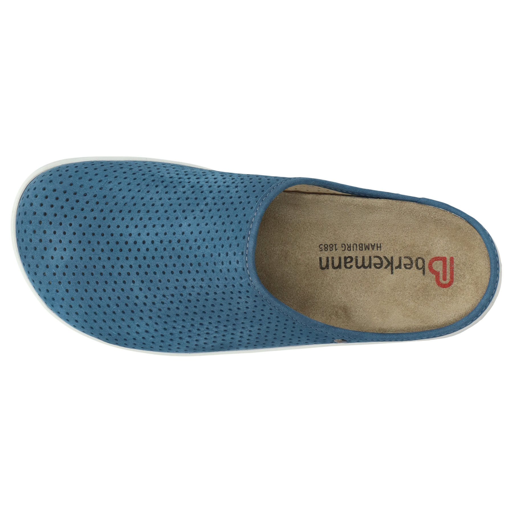 blaue clogs draufsicht