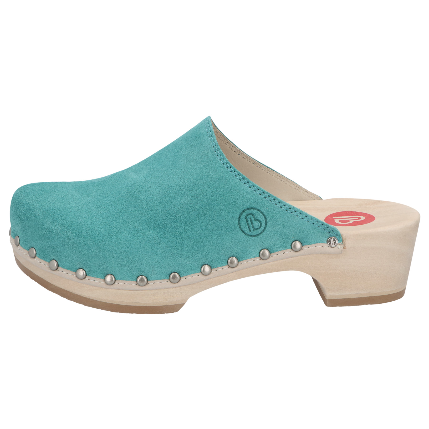 grüne holzschuhe seitenansicht links