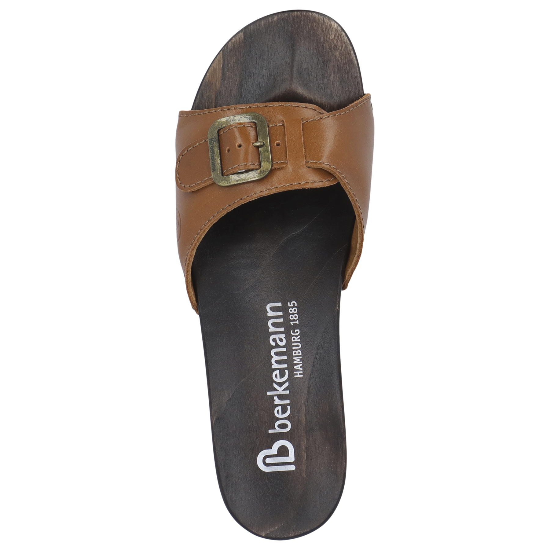 braune holzschuhe draufsicht