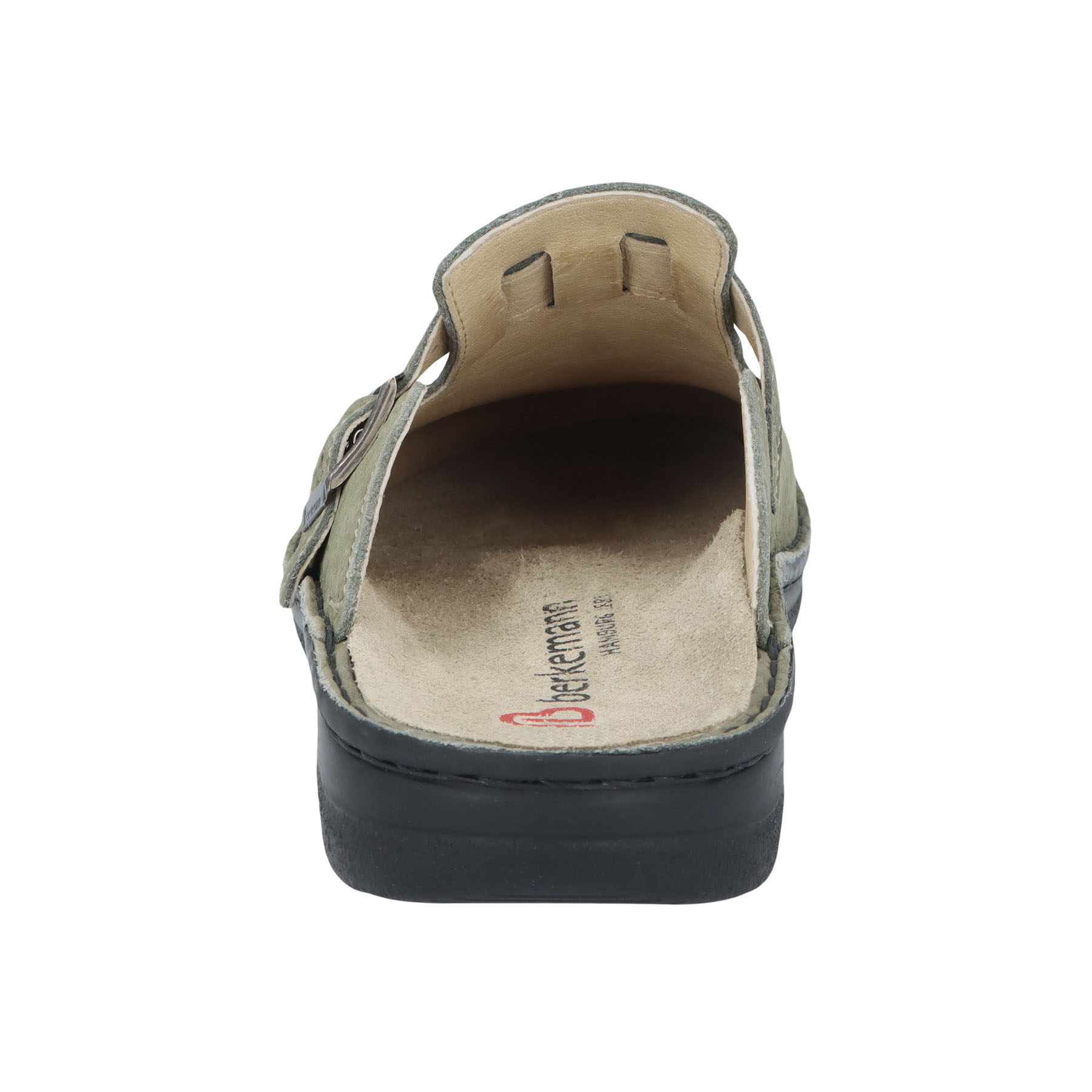 grüne clogs hinteransicht