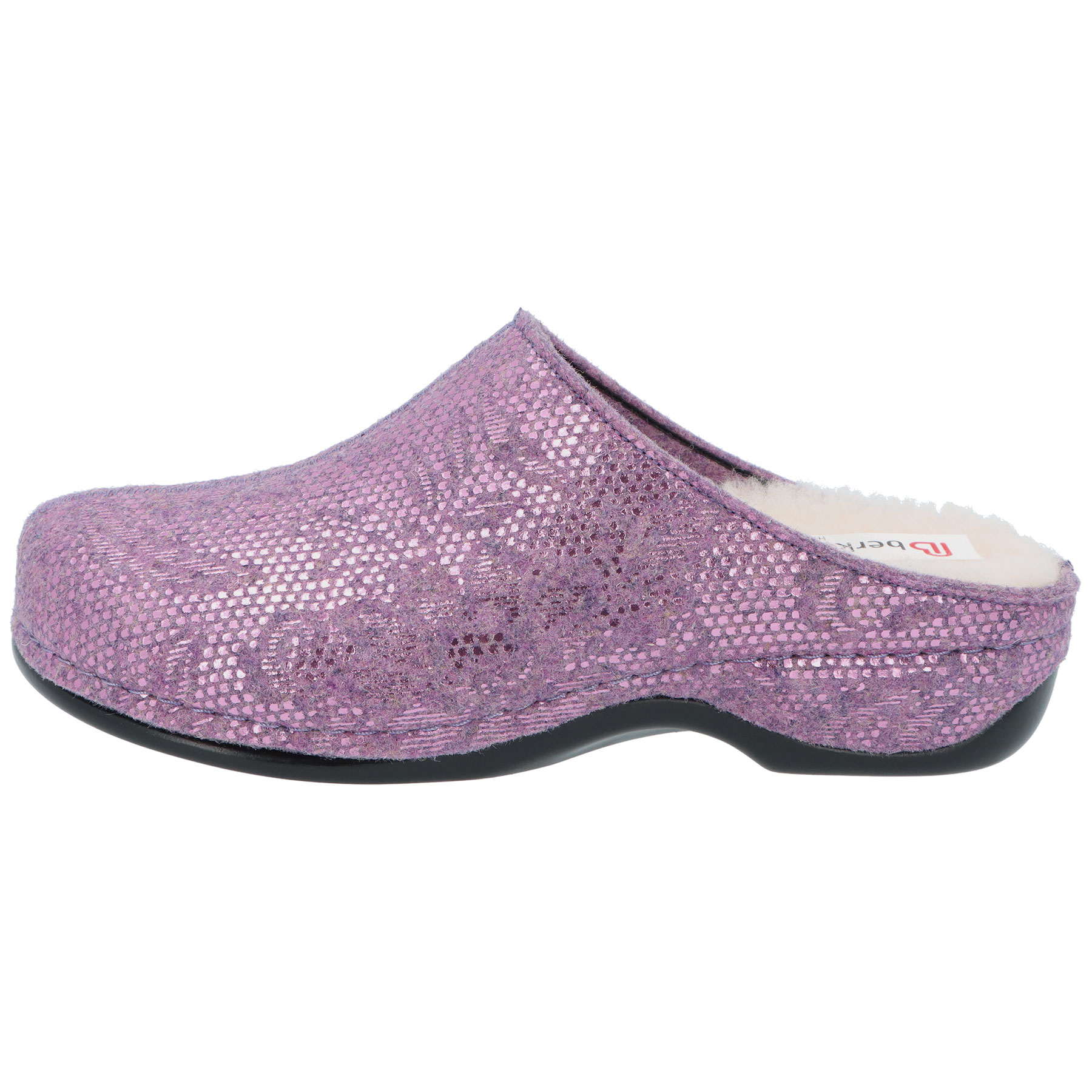 rote hausschuhe seitenansicht links