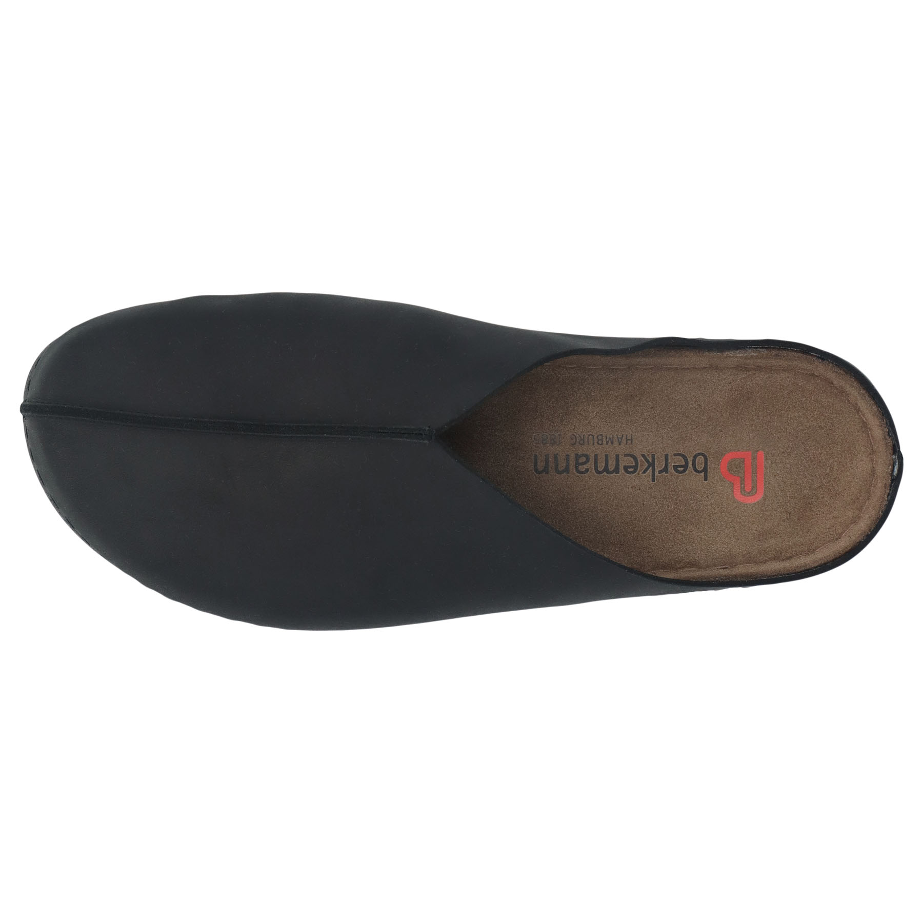 schwarze clogs draufsicht