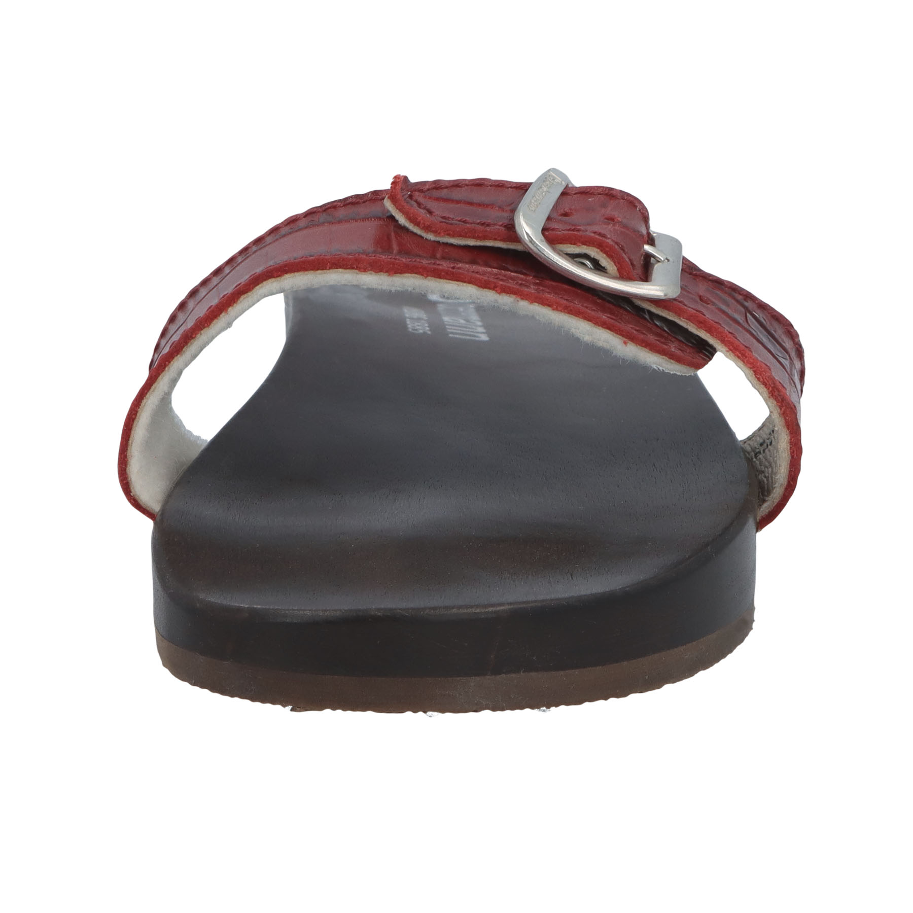 rote holzschuhe vorderansicht