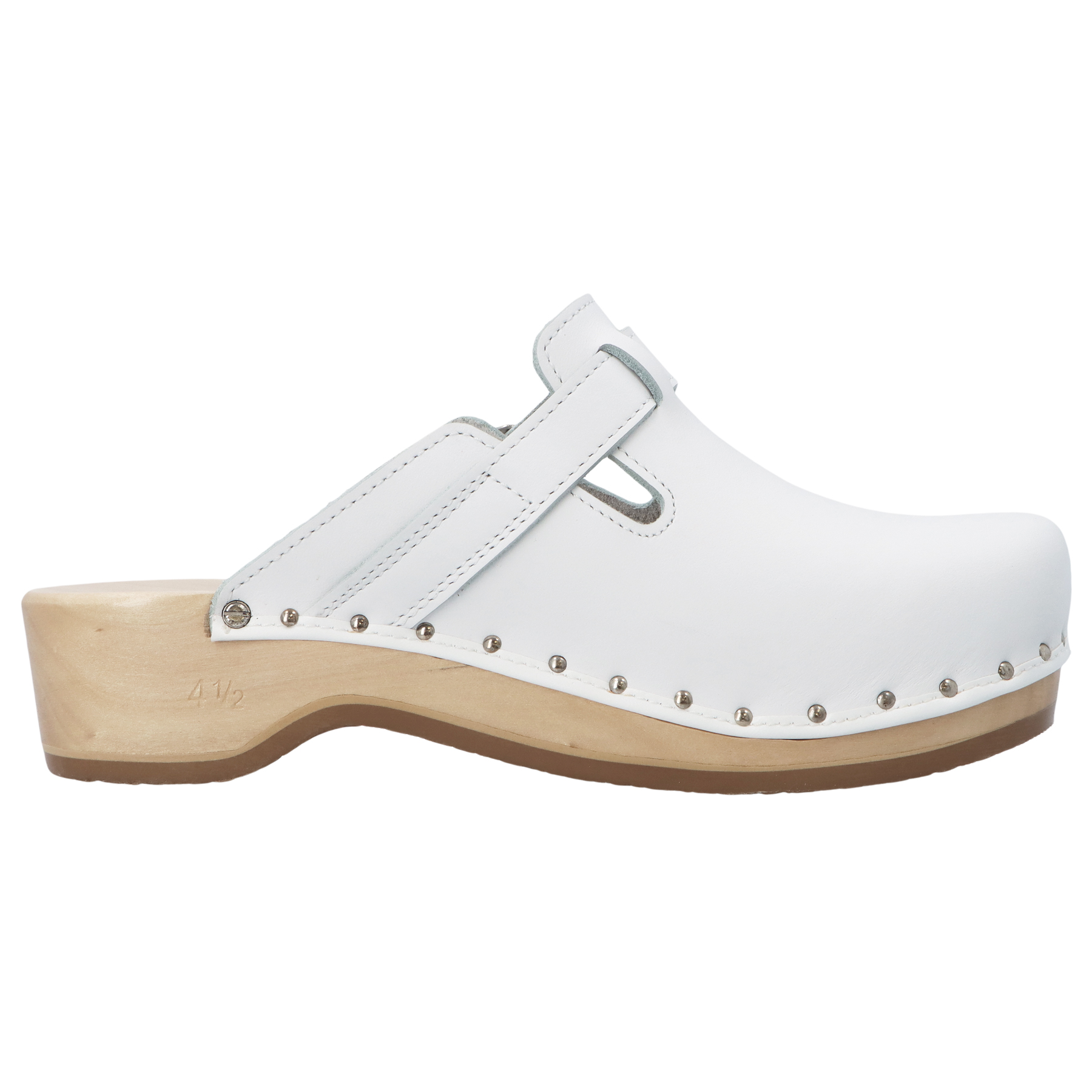 weiße holzschuhe seitenansicht rechts