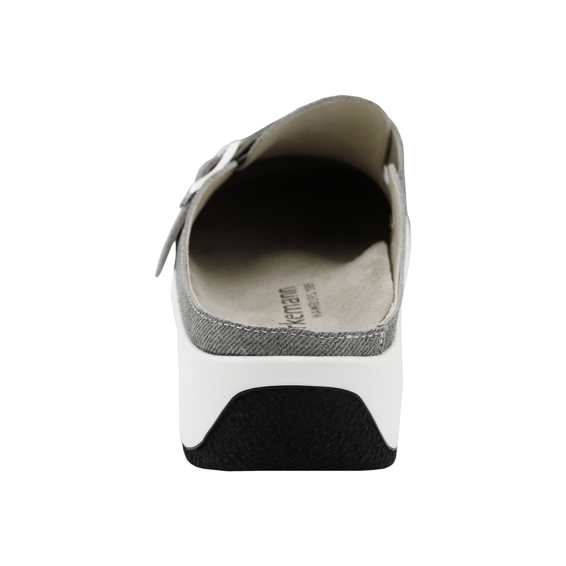 graue clogs hinteransicht