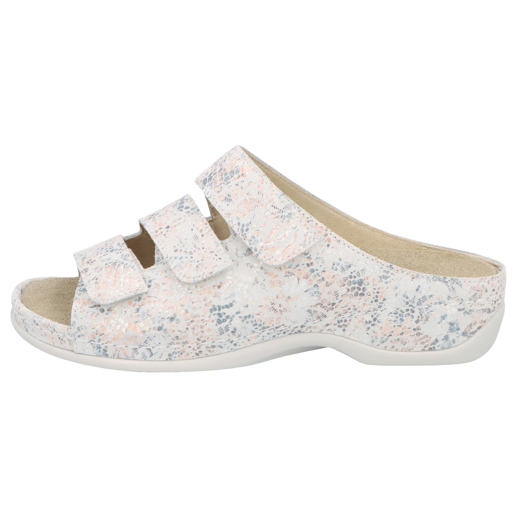 mehrfarbige pantolette seitenansicht links