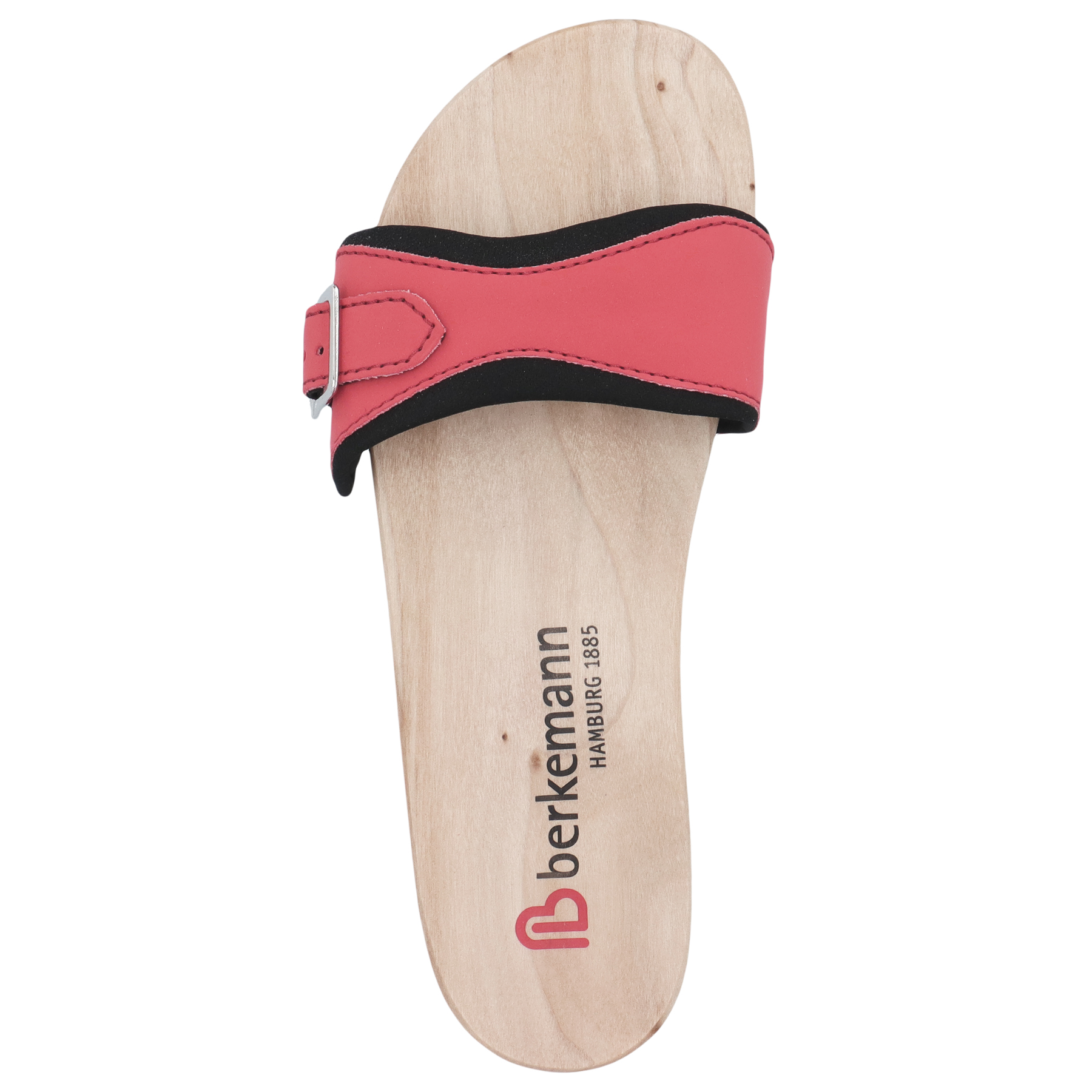 rote holzschuhe draufsicht