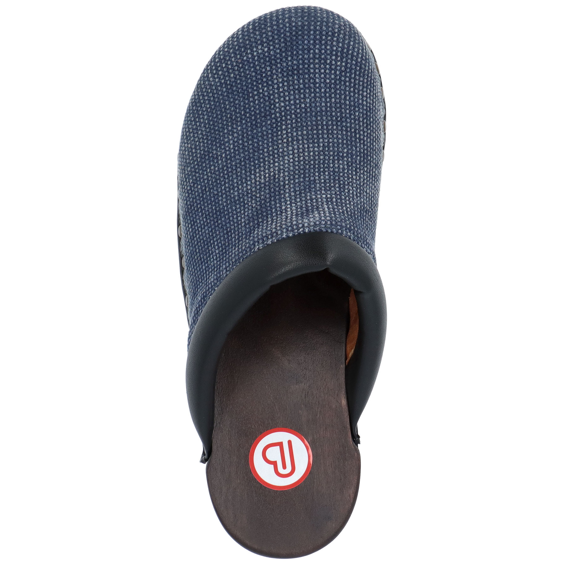 blaue holzschuhe draufsicht