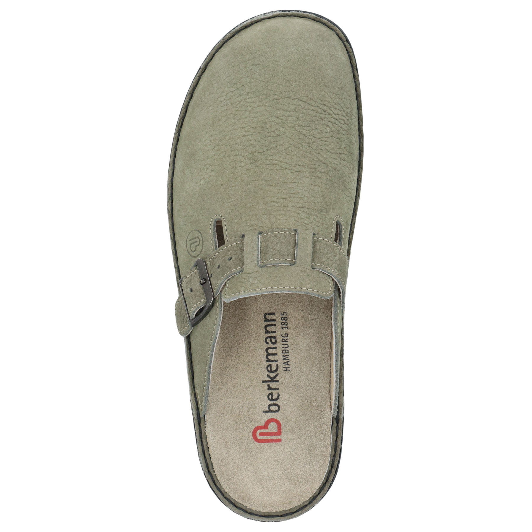 grüne clogs draufsicht