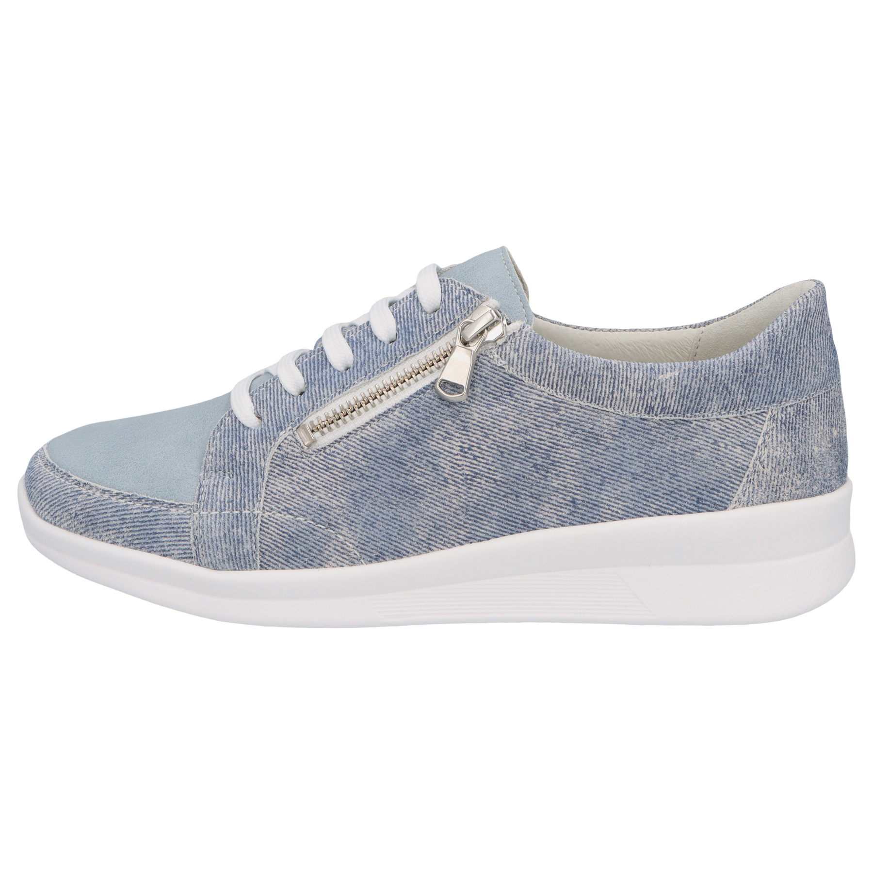 blaue halbschuh seitenansicht links