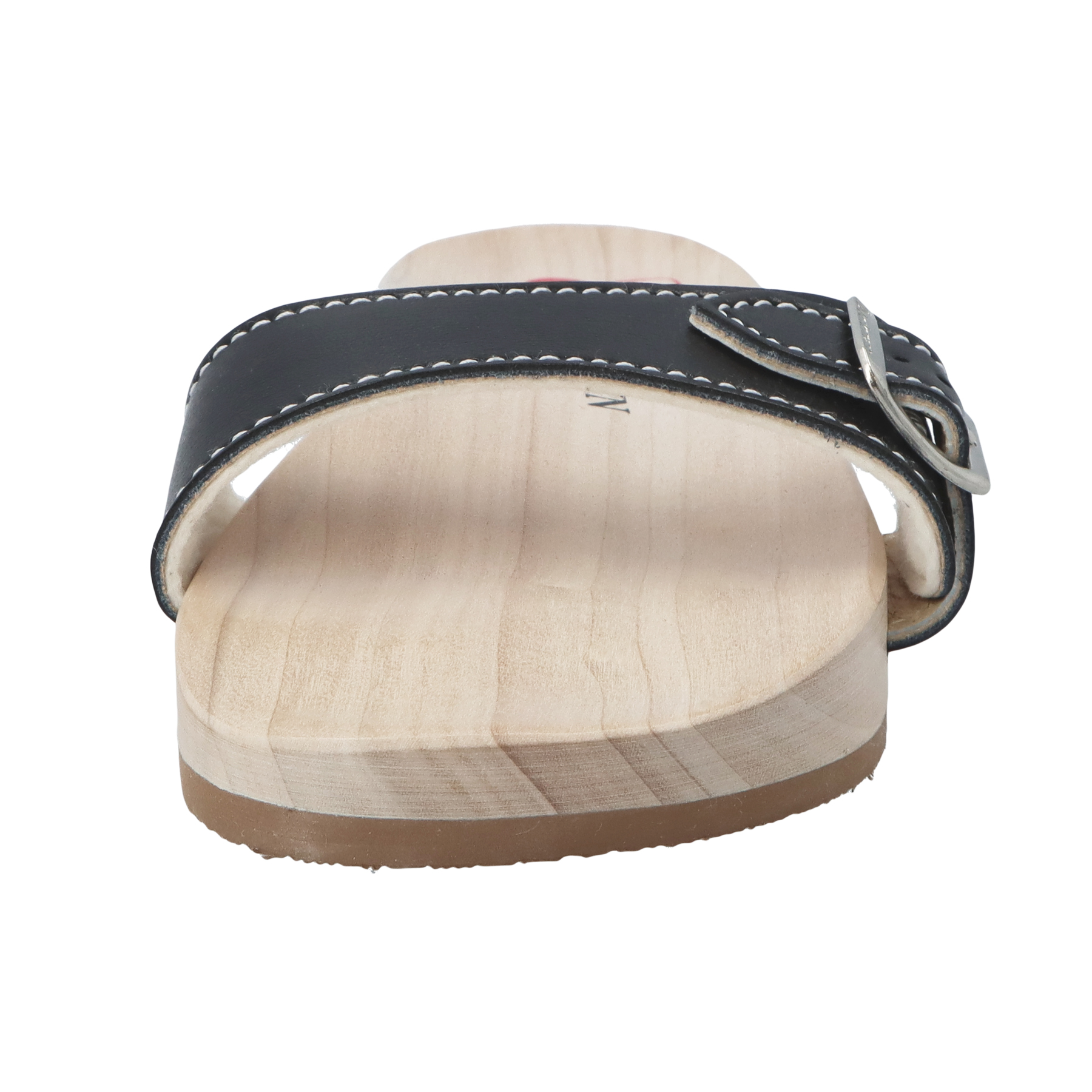 schwarze holzschuhe vorderansicht