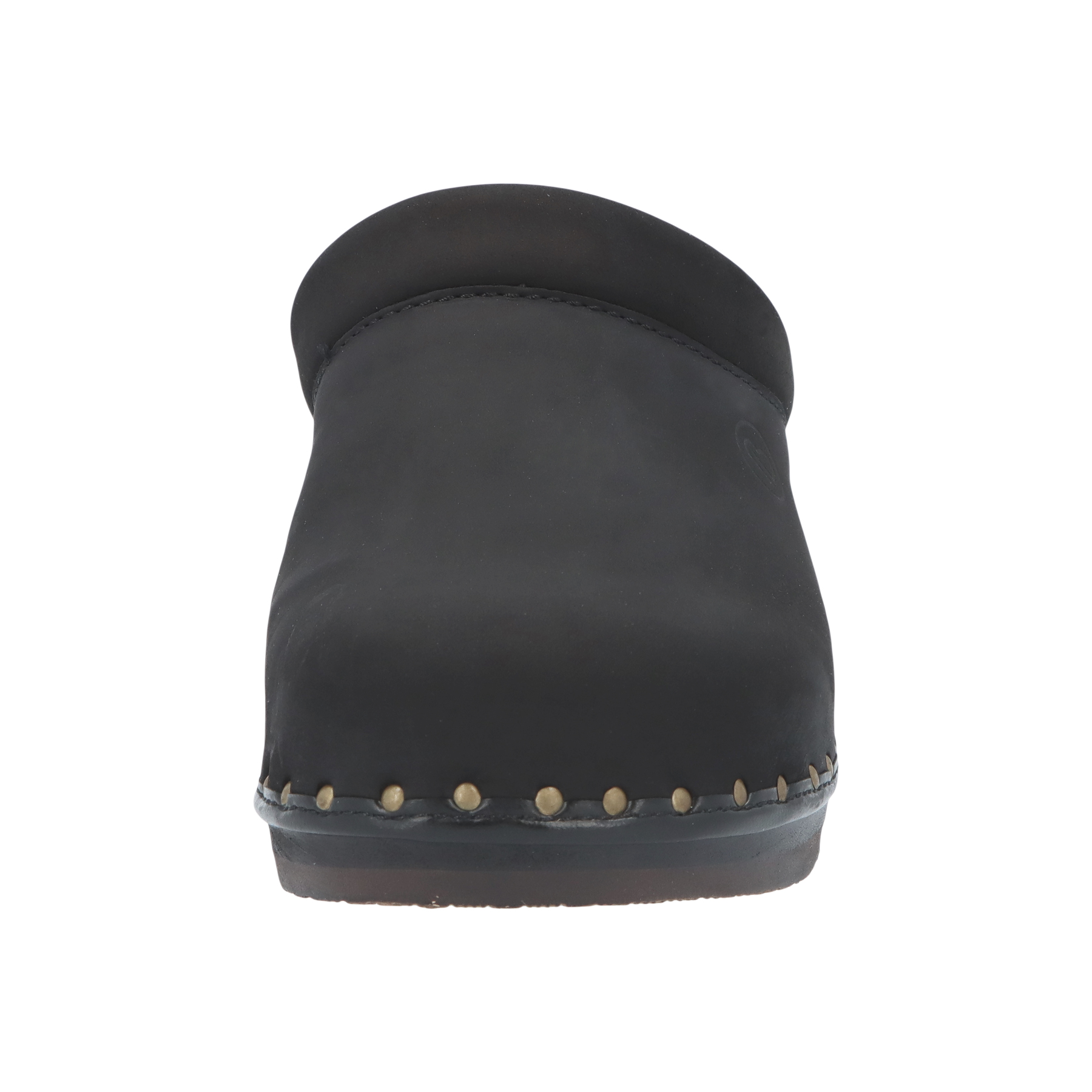 schwarze holzschuhe vorderansicht