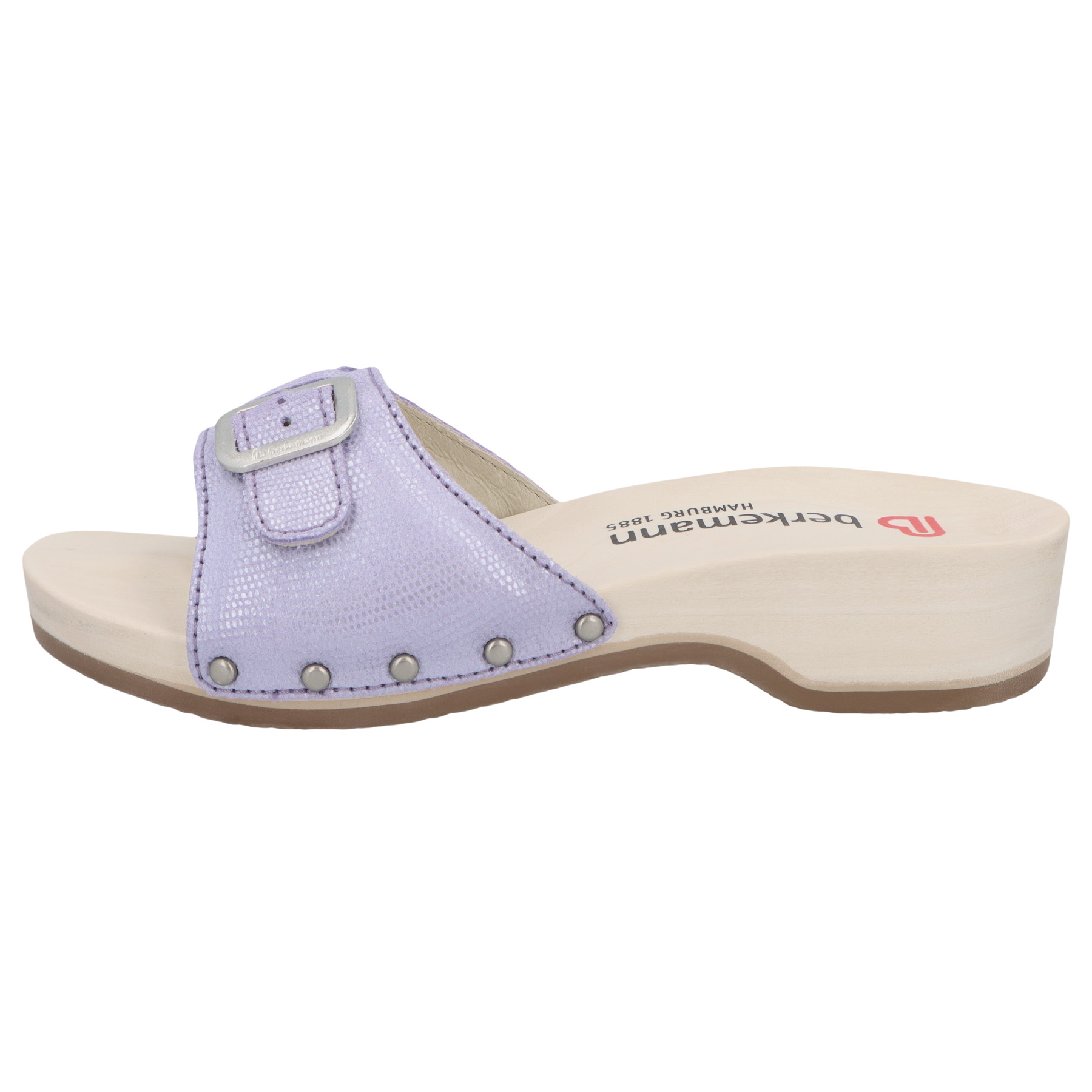 blaue holzschuhe seitenansicht links