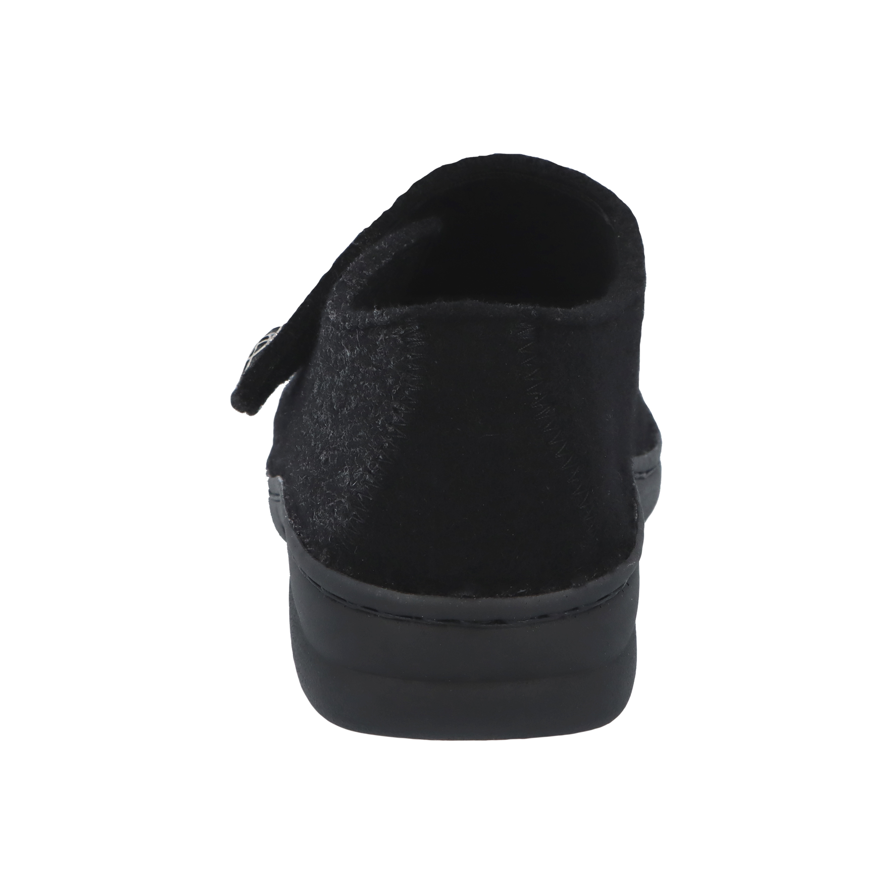 schwarze hausschuhe hinteransicht