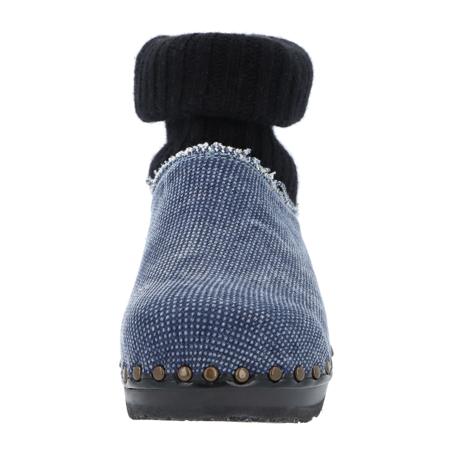 blaue holzschuhe hinteransicht