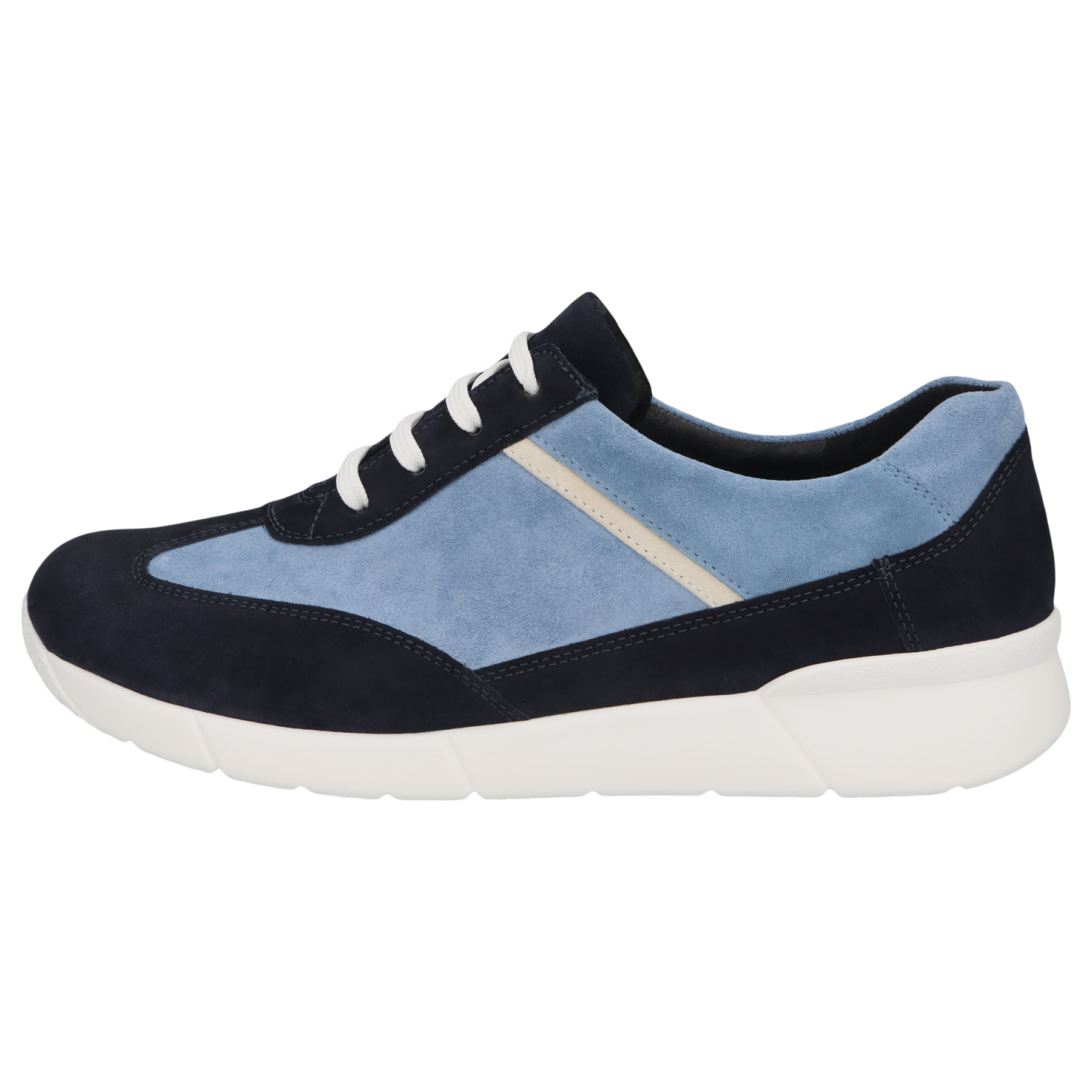 blaue halbschuh seitenansicht links