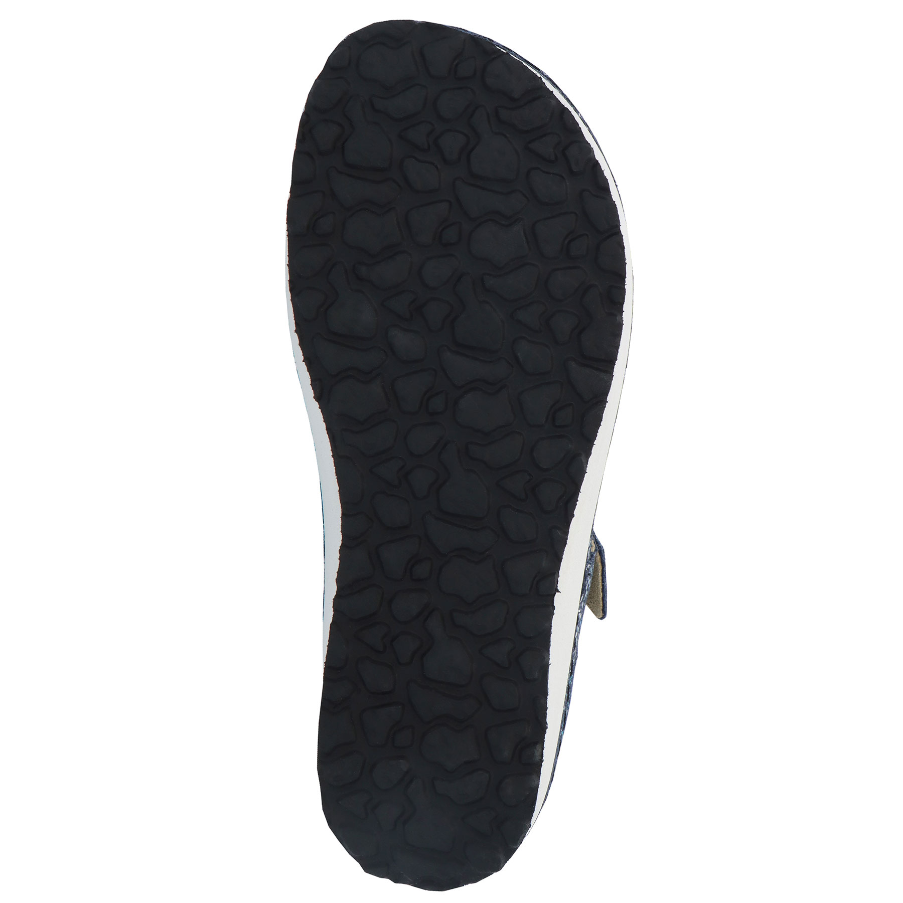 blaue pantolette sohlenansicht