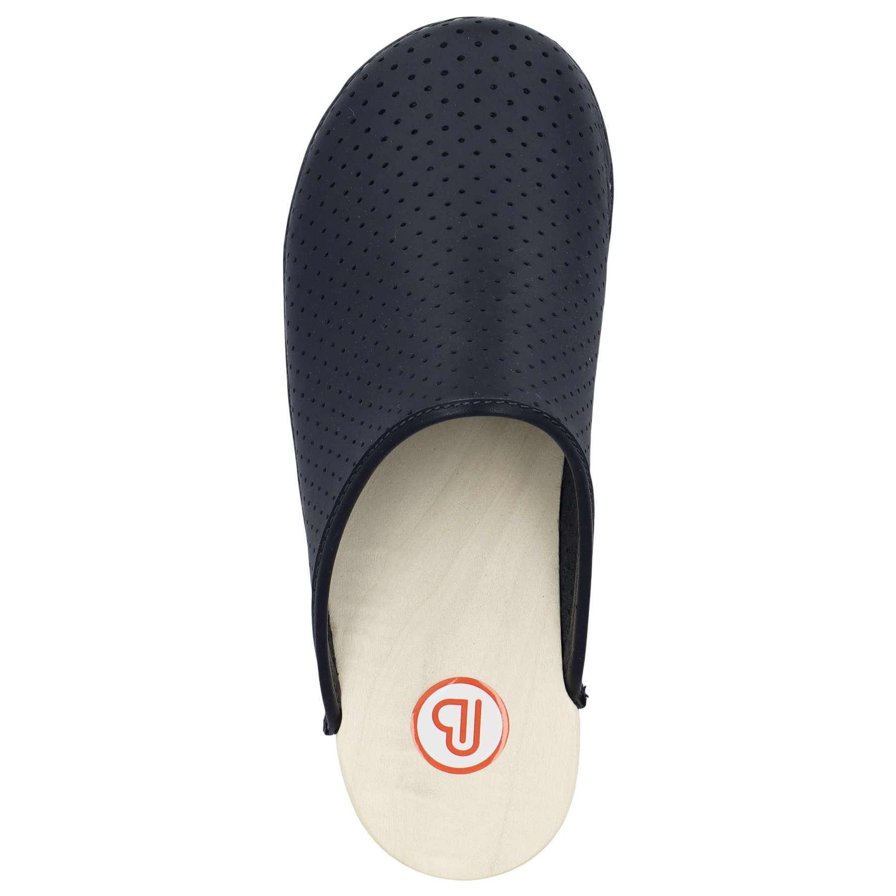 blaue holzschuhe draufsicht