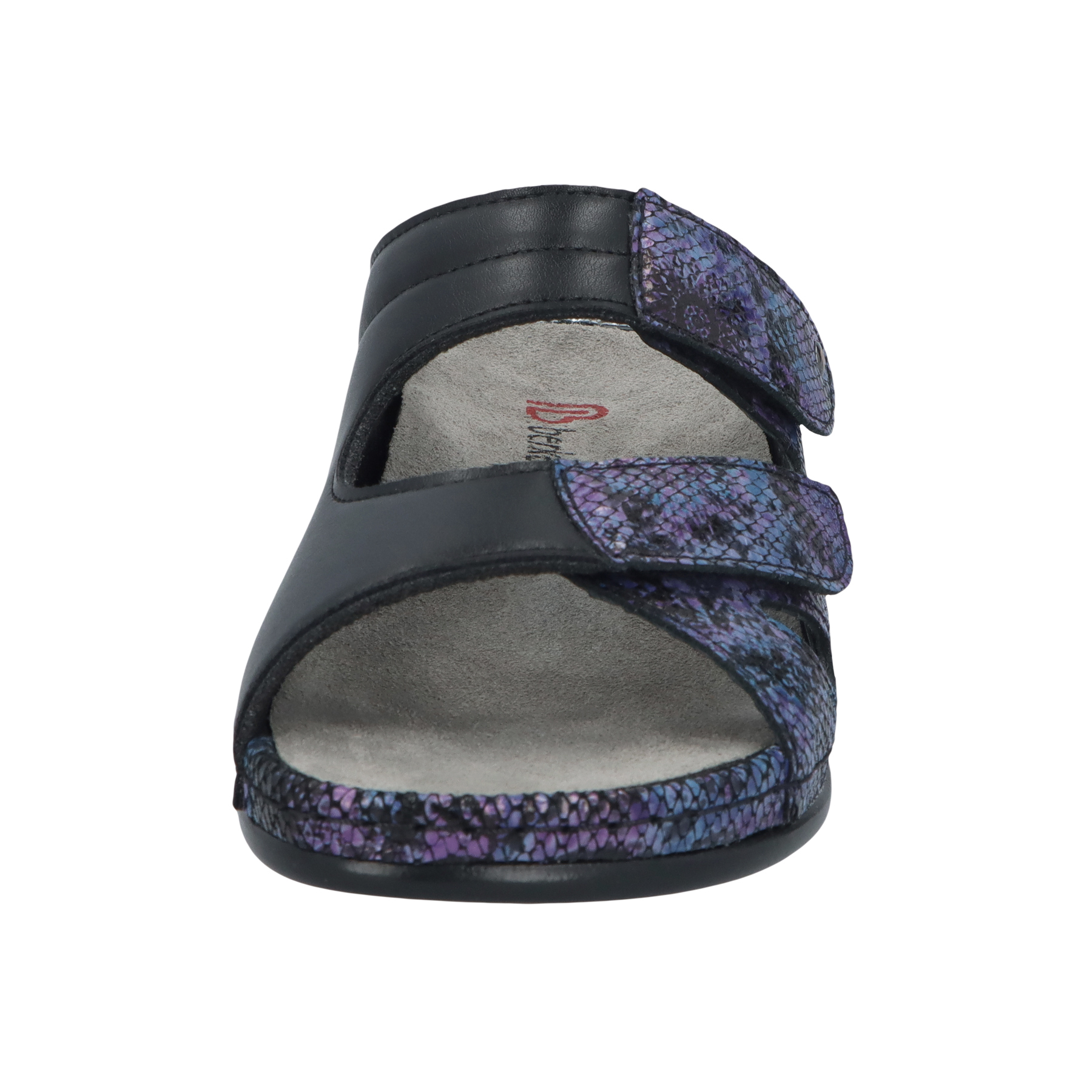 blaue pantolette vorderansicht