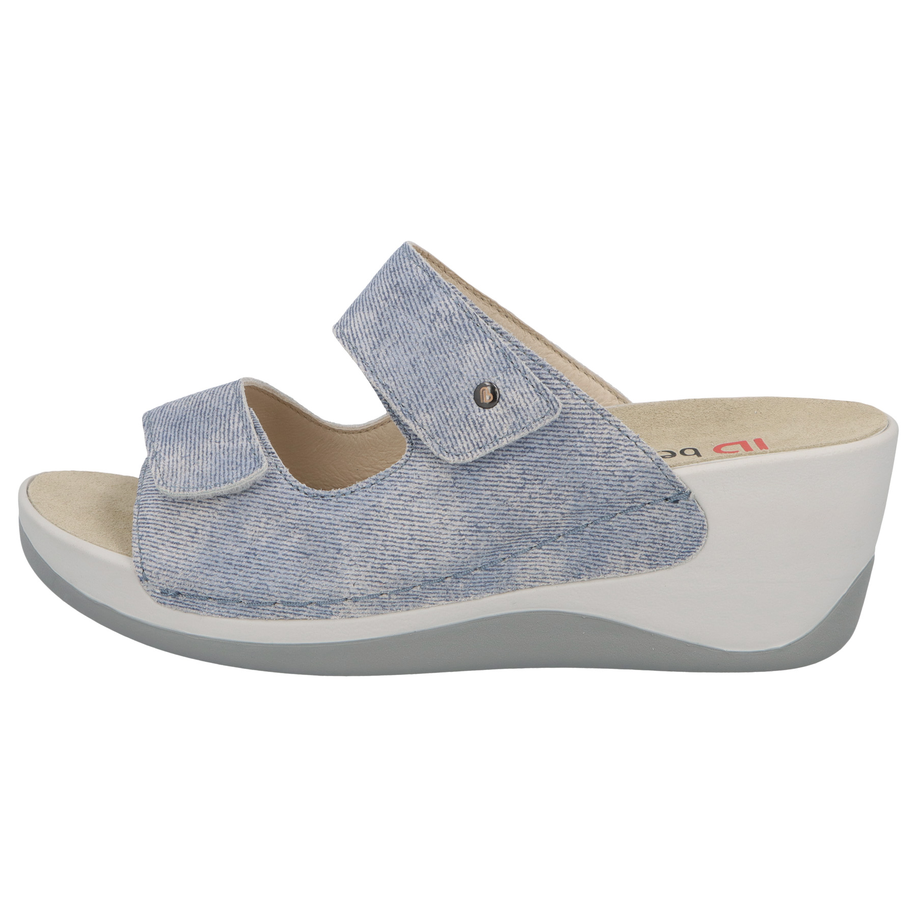 blaue pantolette seitenansicht links