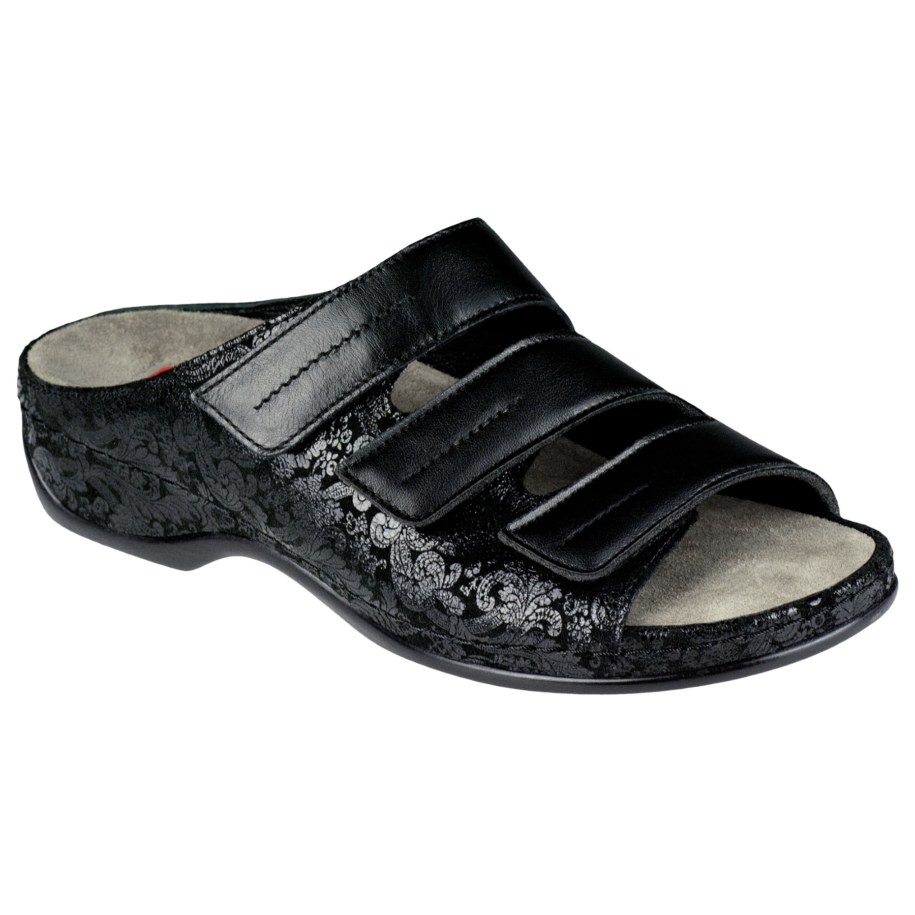 schwarz/Flakes Leder/Stretch