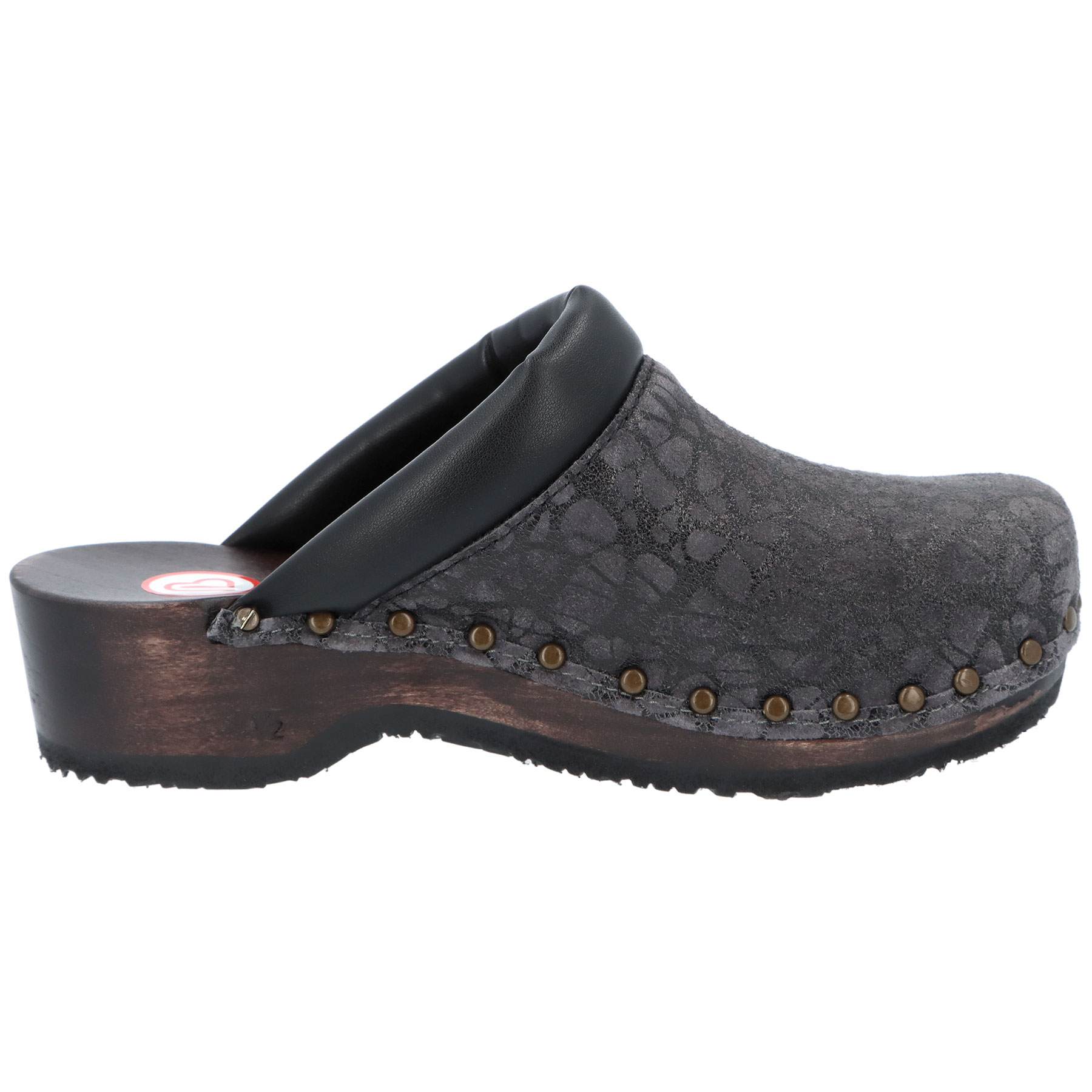 graue holzschuhe seitenansicht rechts