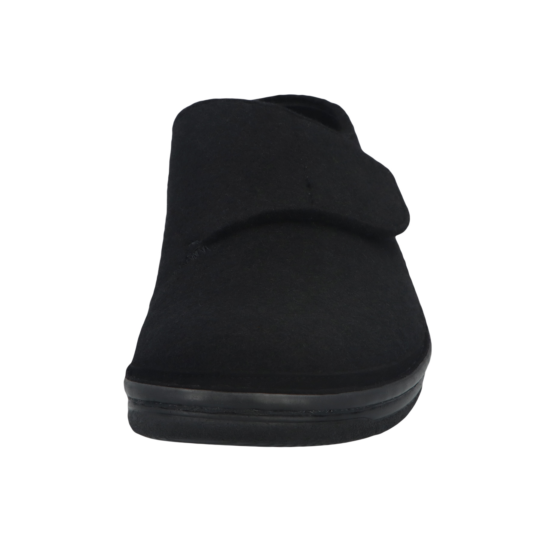 schwarze hausschuhe vorderansicht