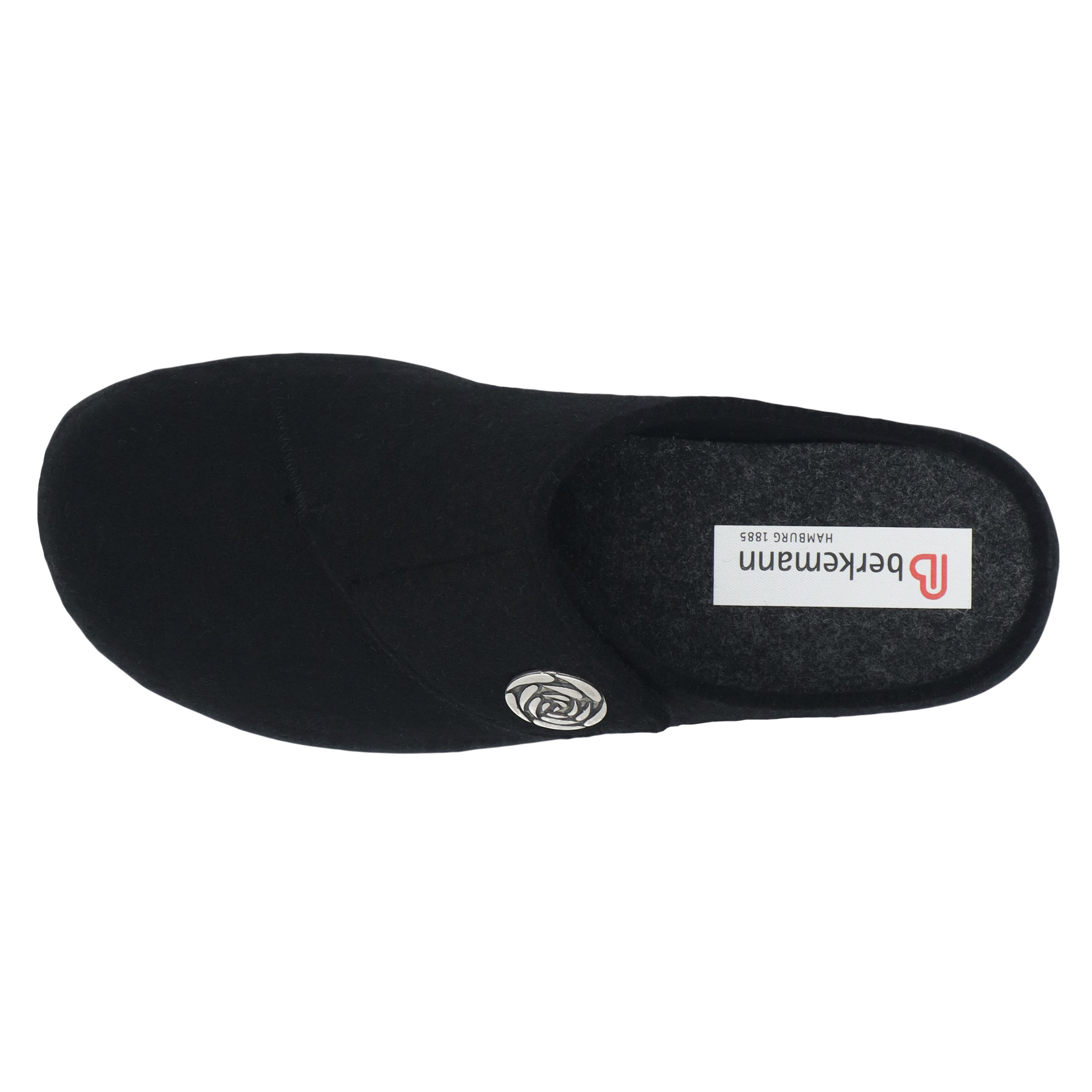 schwarze hausschuhe draufsicht