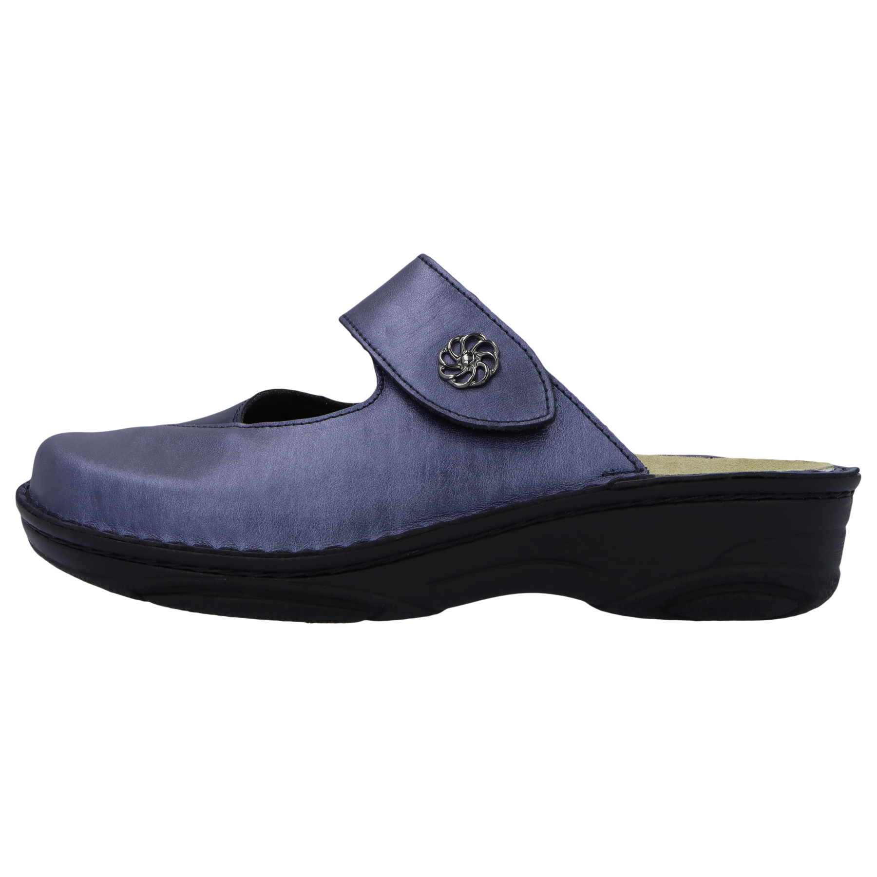 blaue clogs seitenansicht links