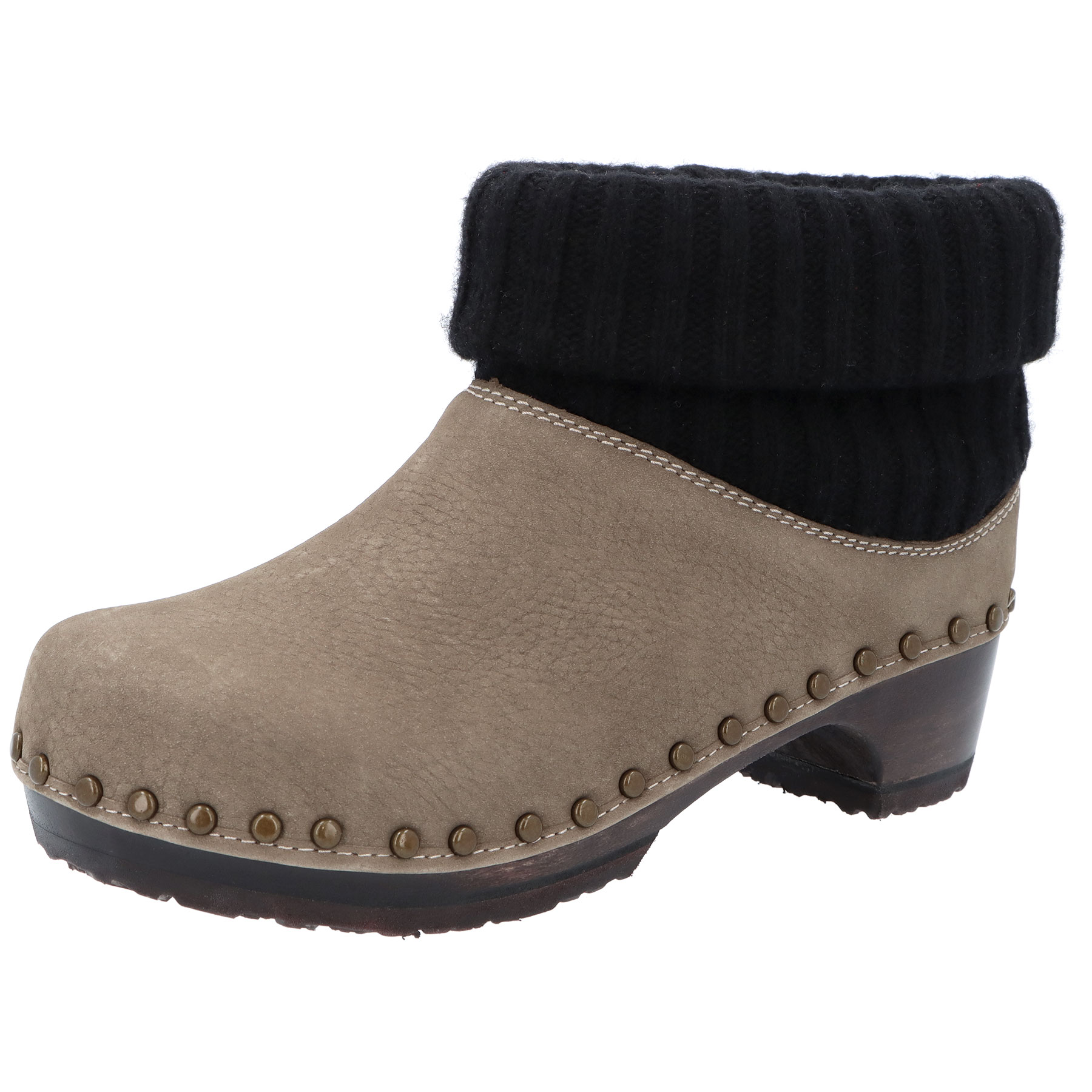 sandbeige/schwarz Prägenubuk/Strick