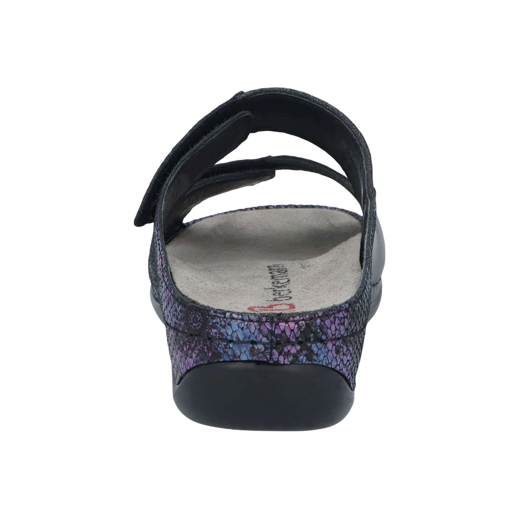 blaue pantolette hinteransicht