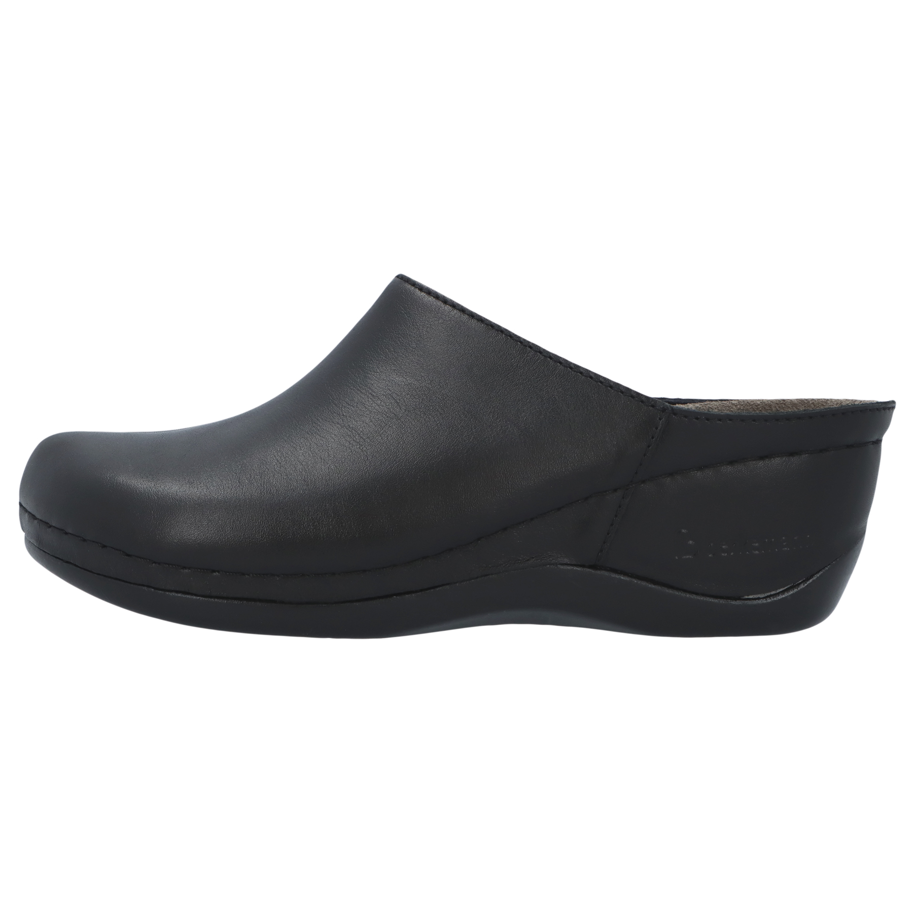 schwarze clogs seitenansicht links