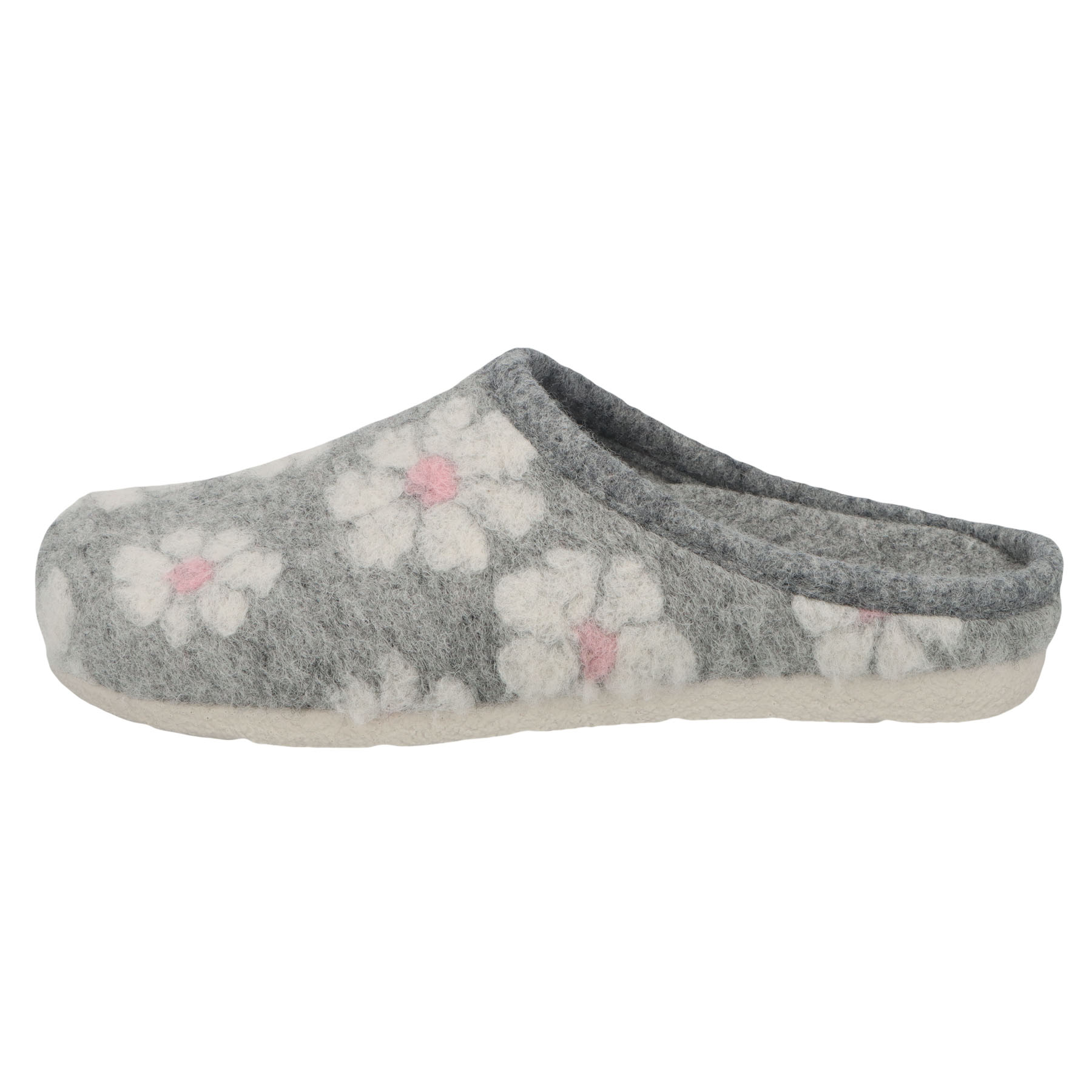 graue hausschuhe seitenansicht links
