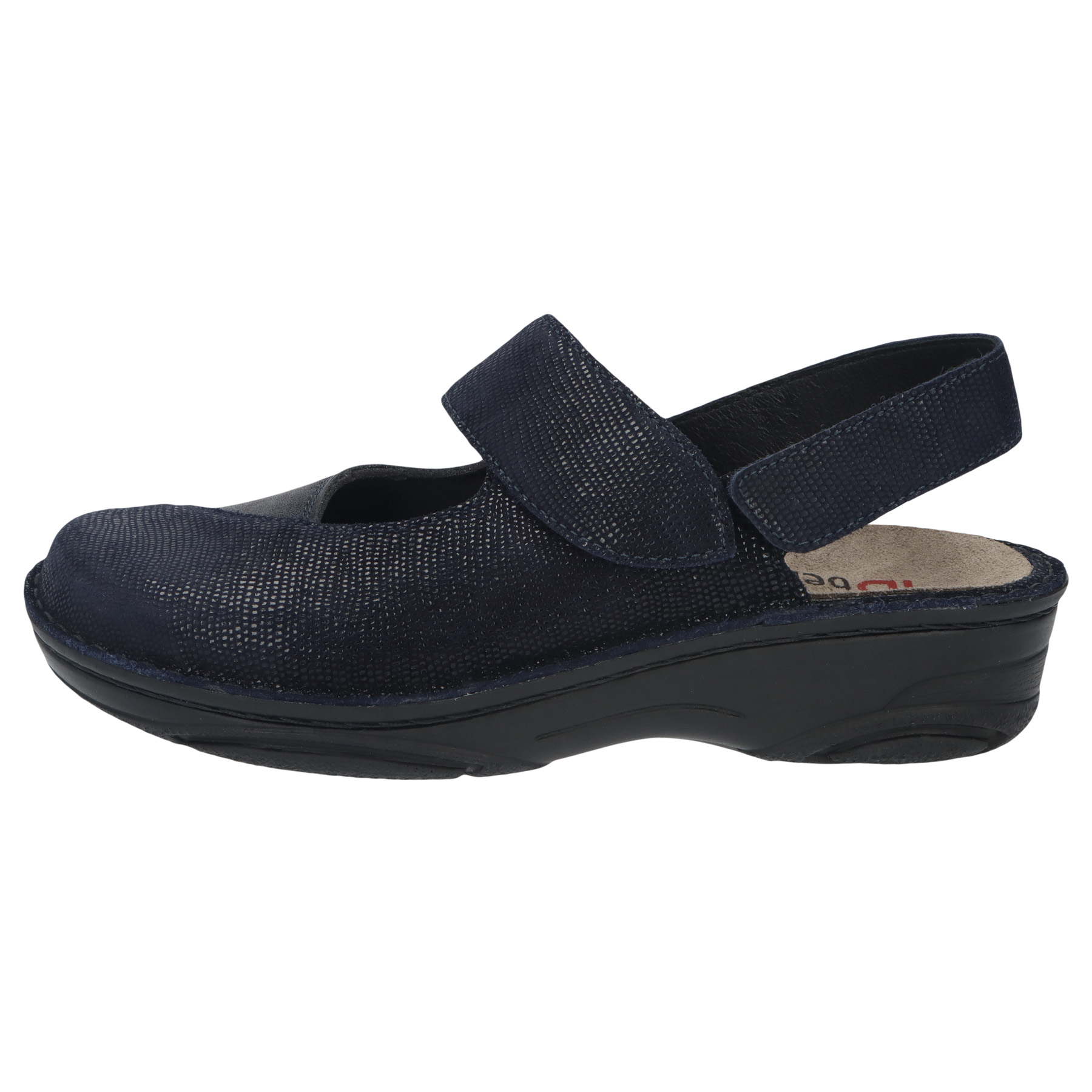 blaue clogs seitenansicht links