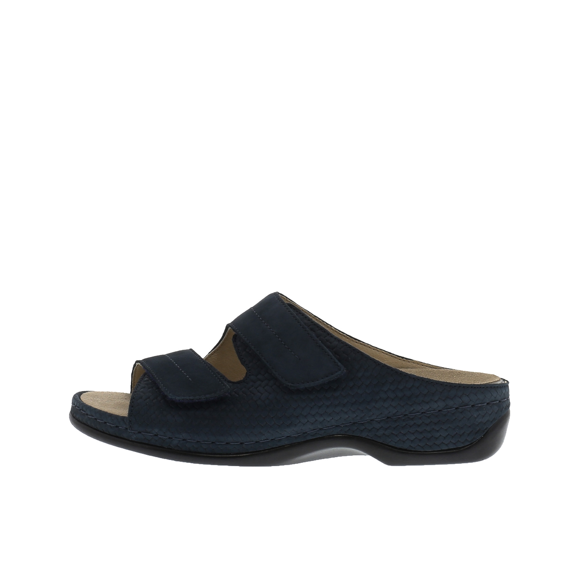 blaue pantolette seitenansicht links