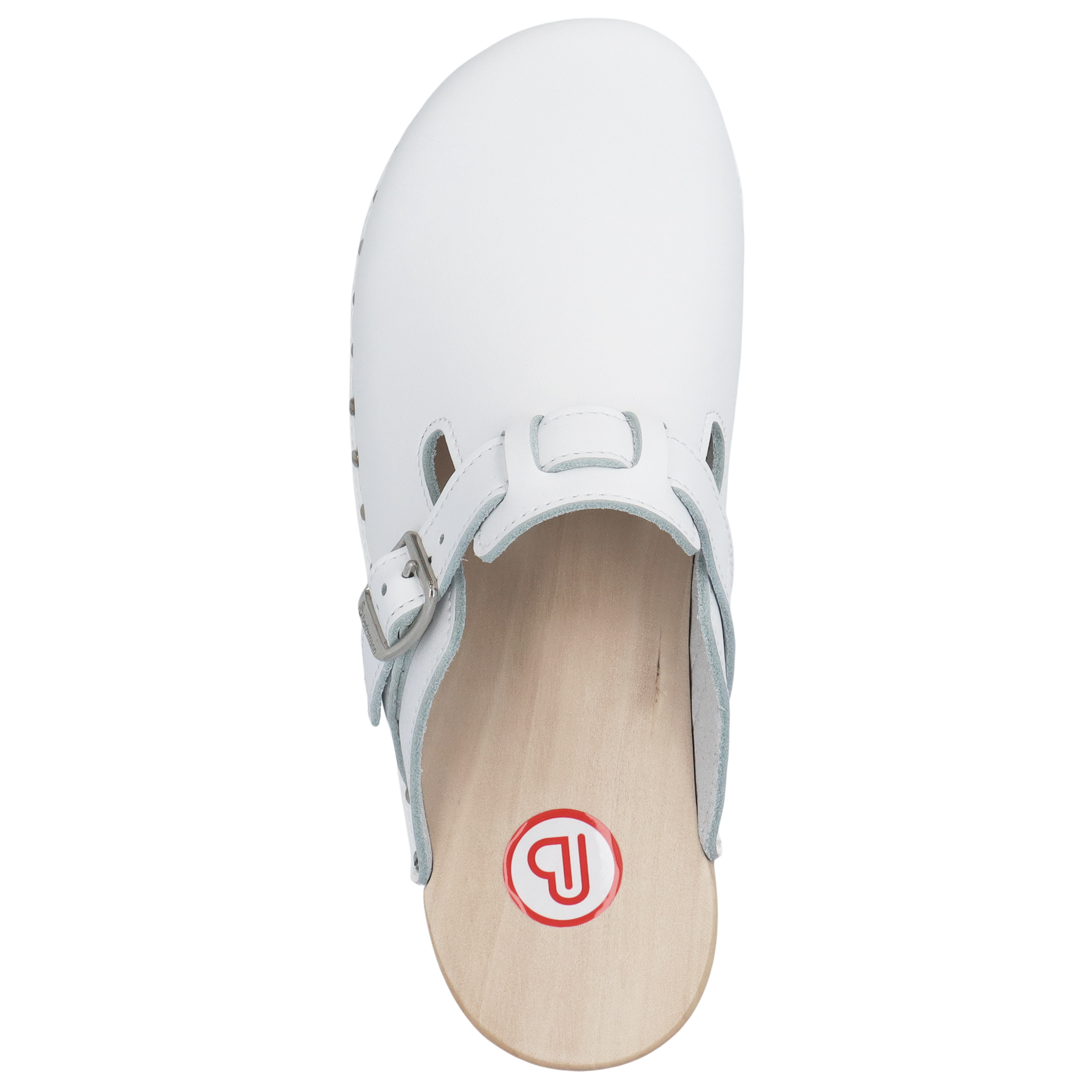 weiße holzschuhe draufsicht