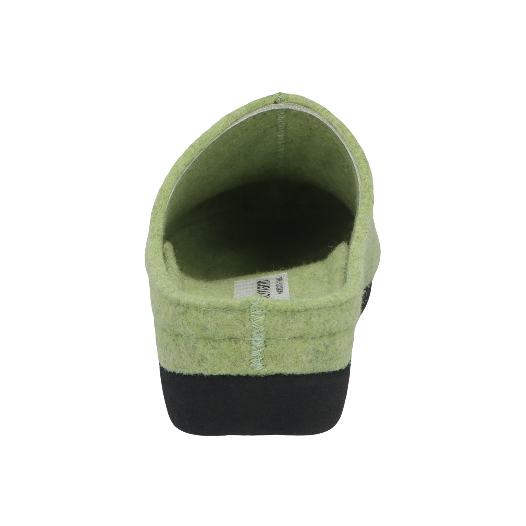 grüne hausschuhe hinteransicht