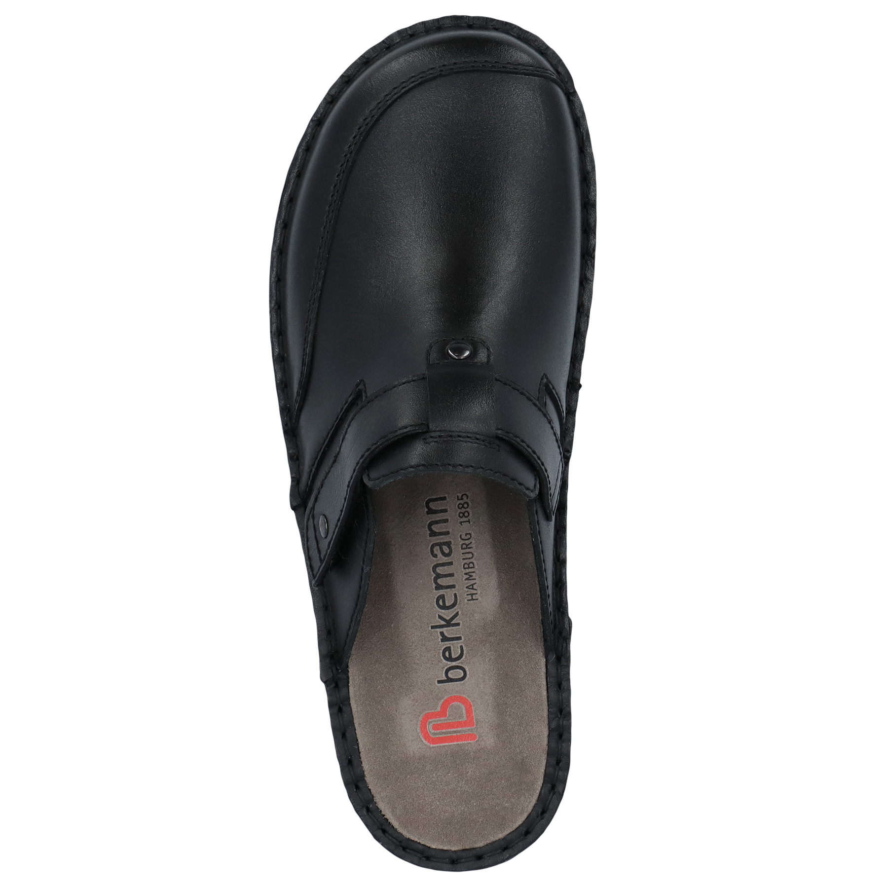 schwarze clogs draufsicht