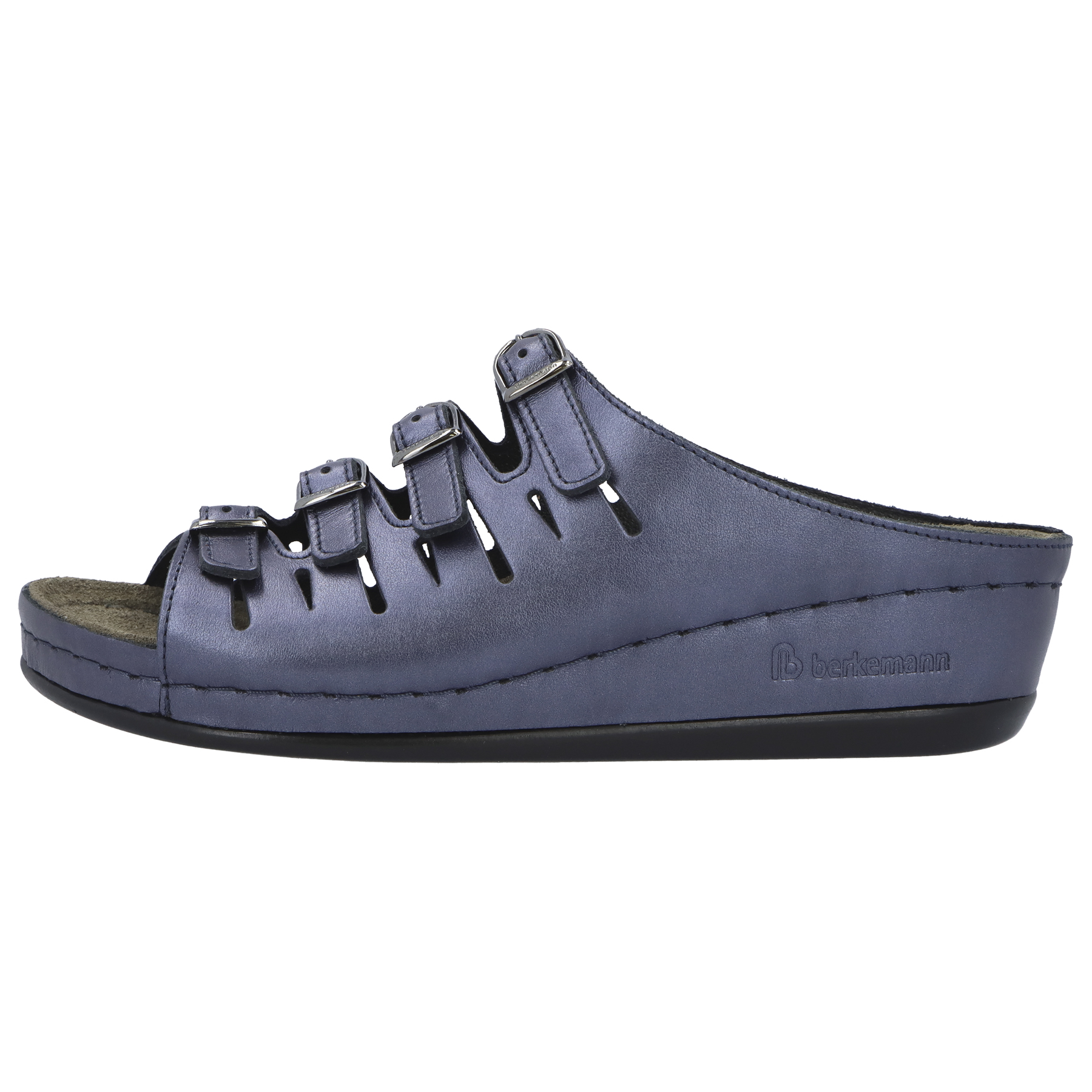 blaue pantolette seitenansicht links