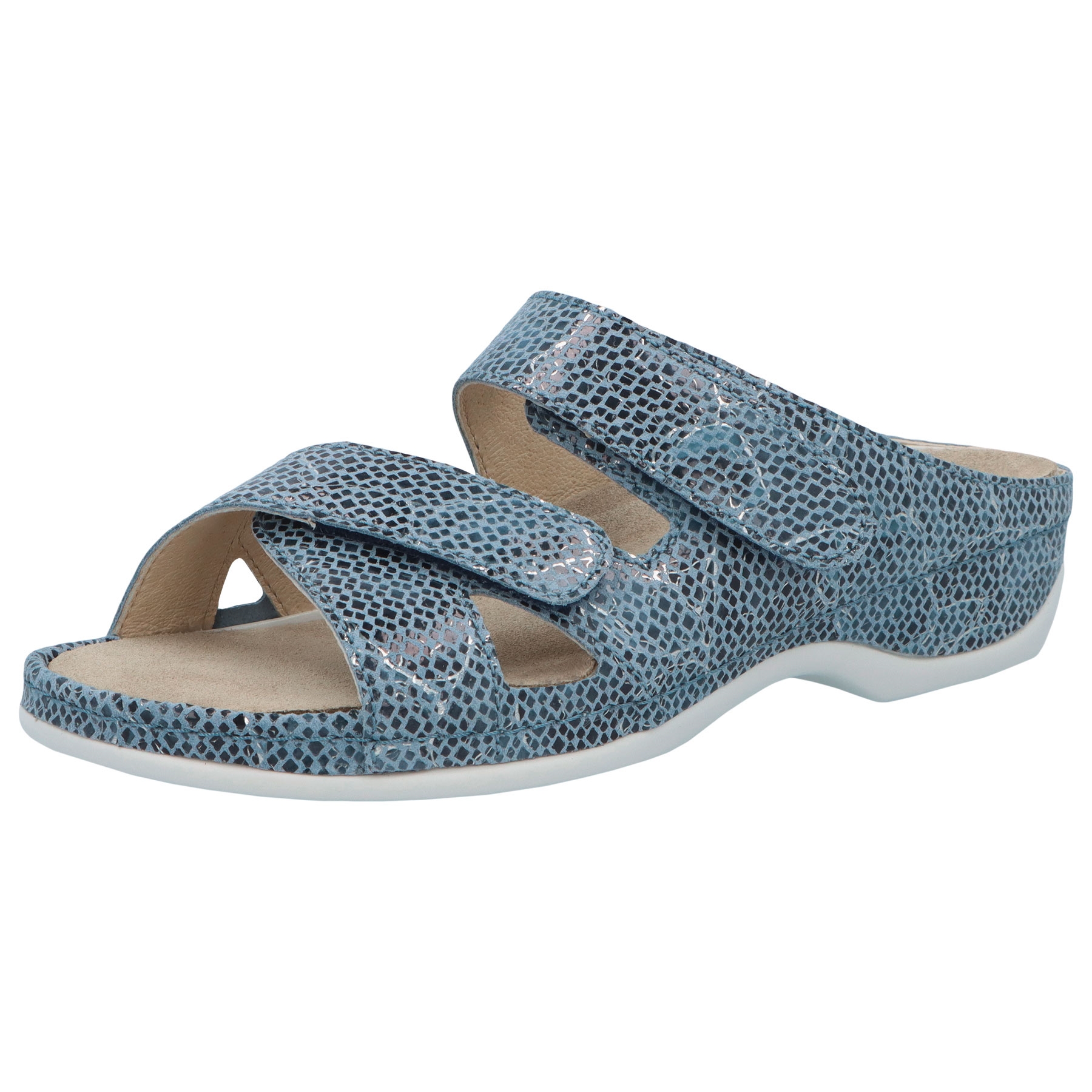 blau metallic Leder