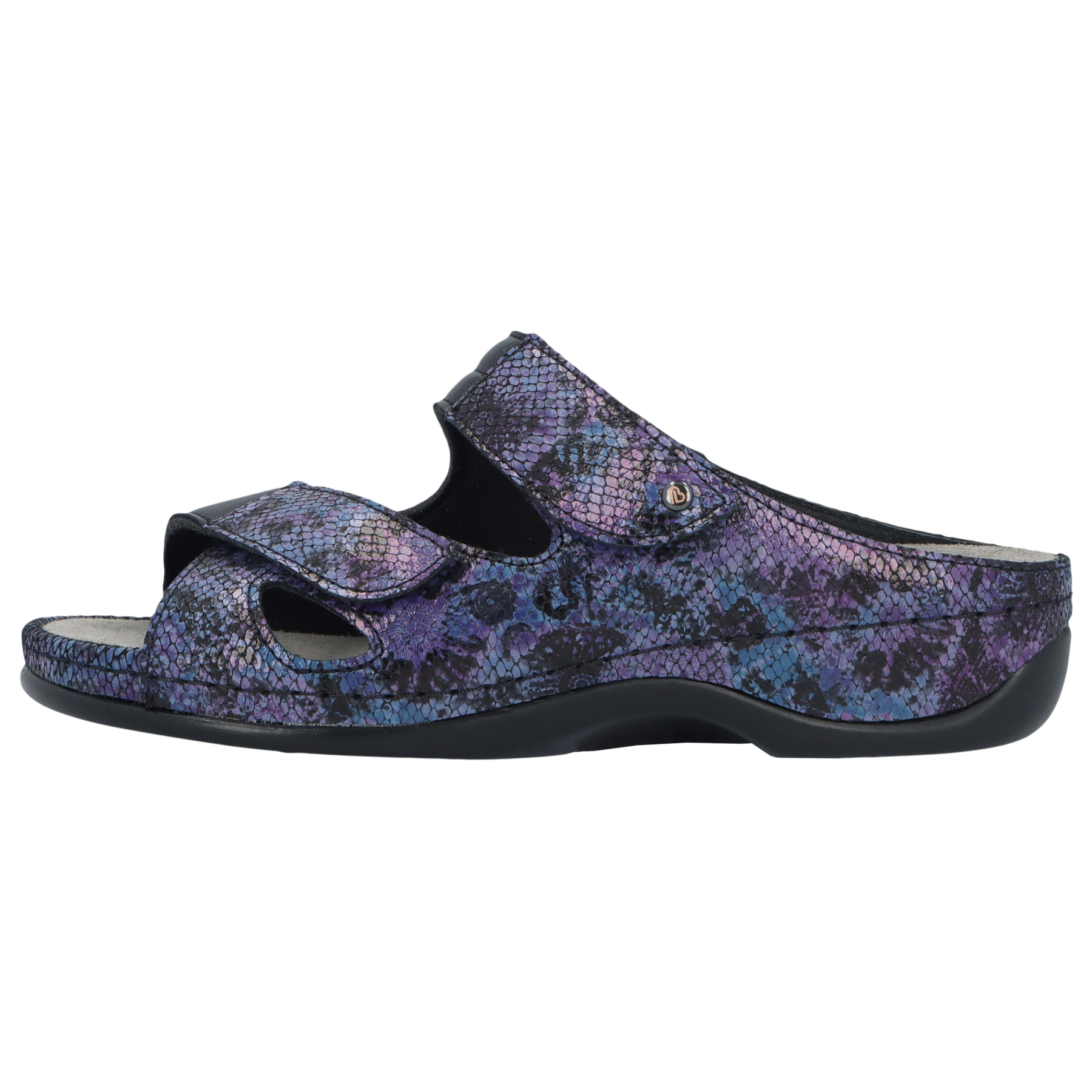 blaue pantolette seitenansicht links