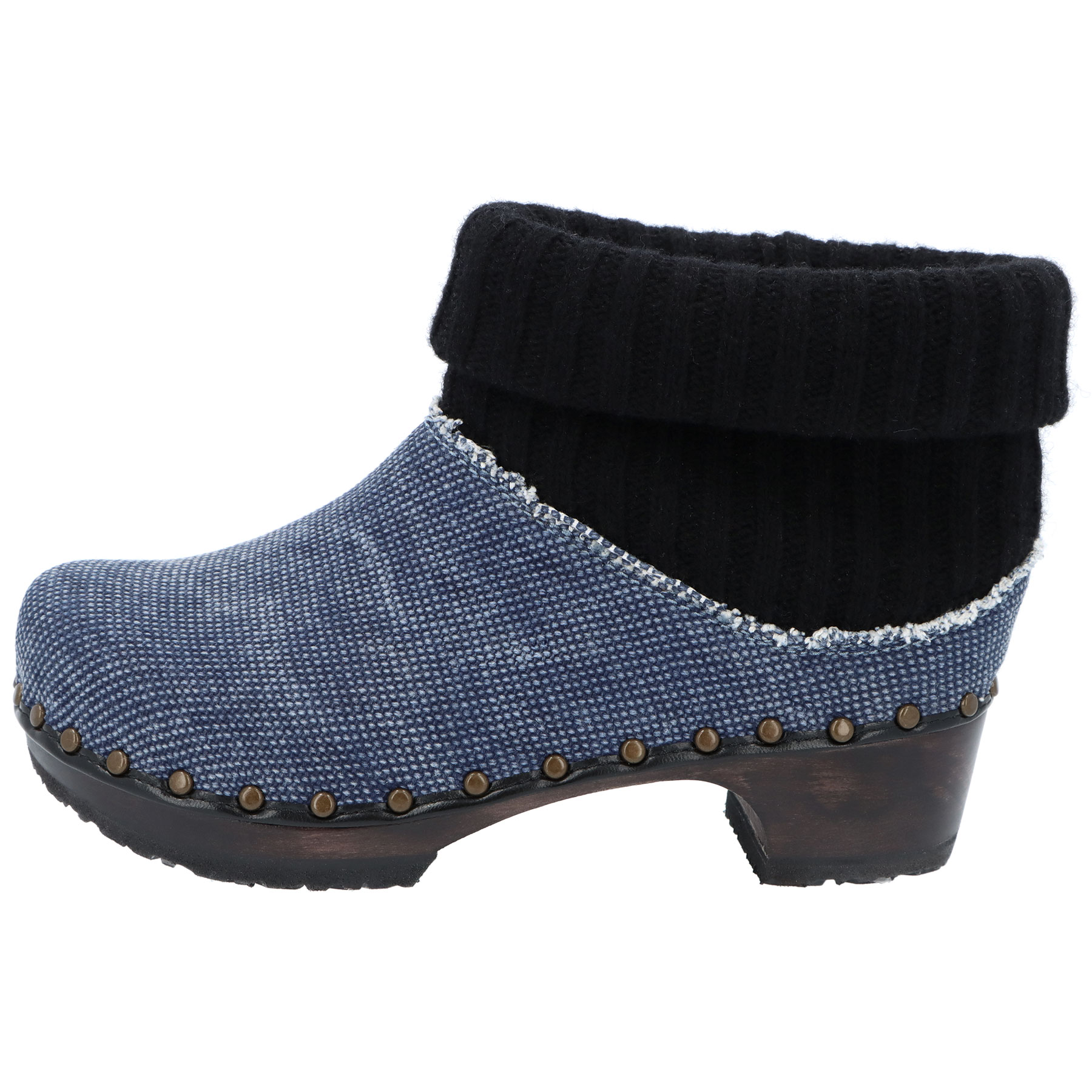 blaue holzschuhe vorderansicht