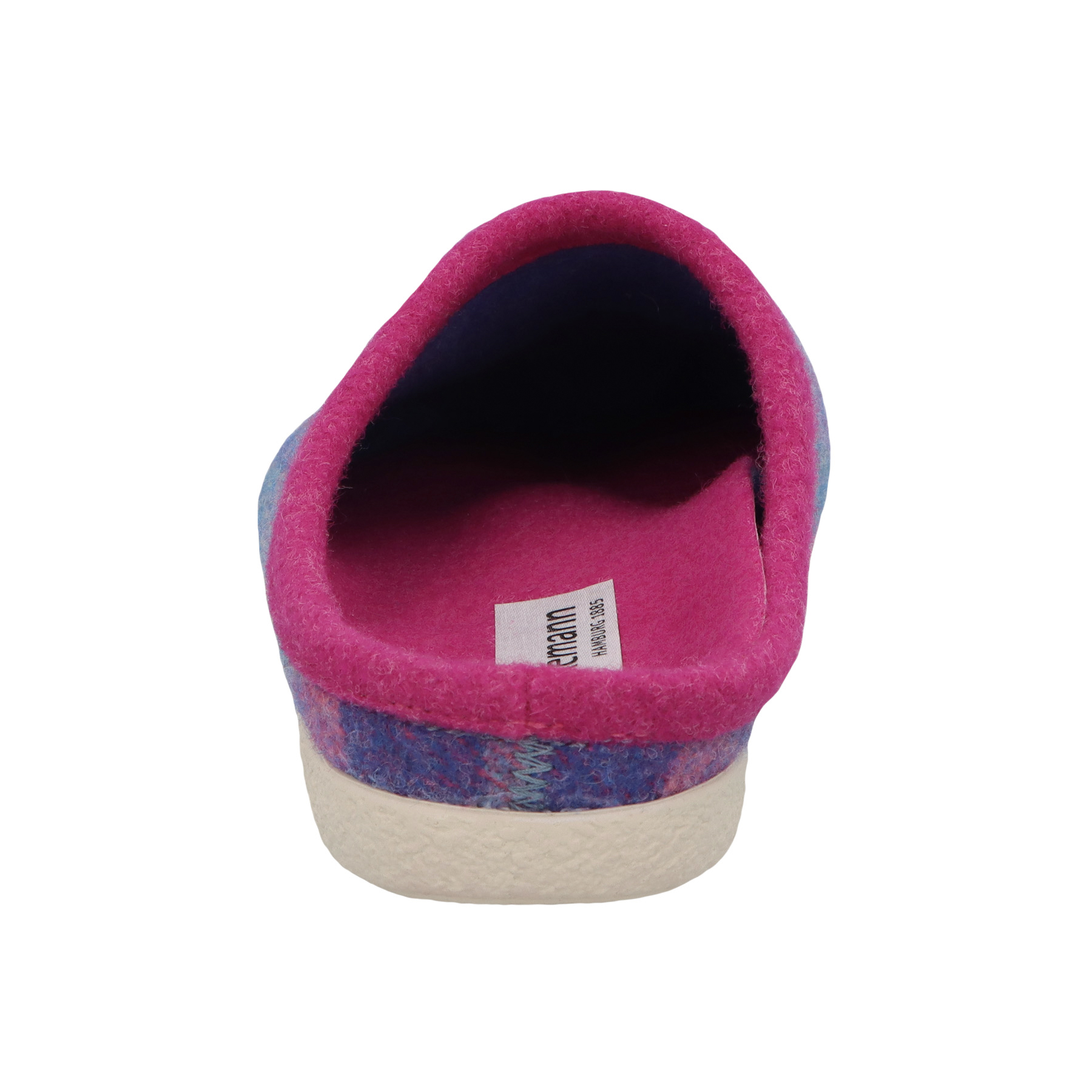 blaue hausschuhe hinteransicht